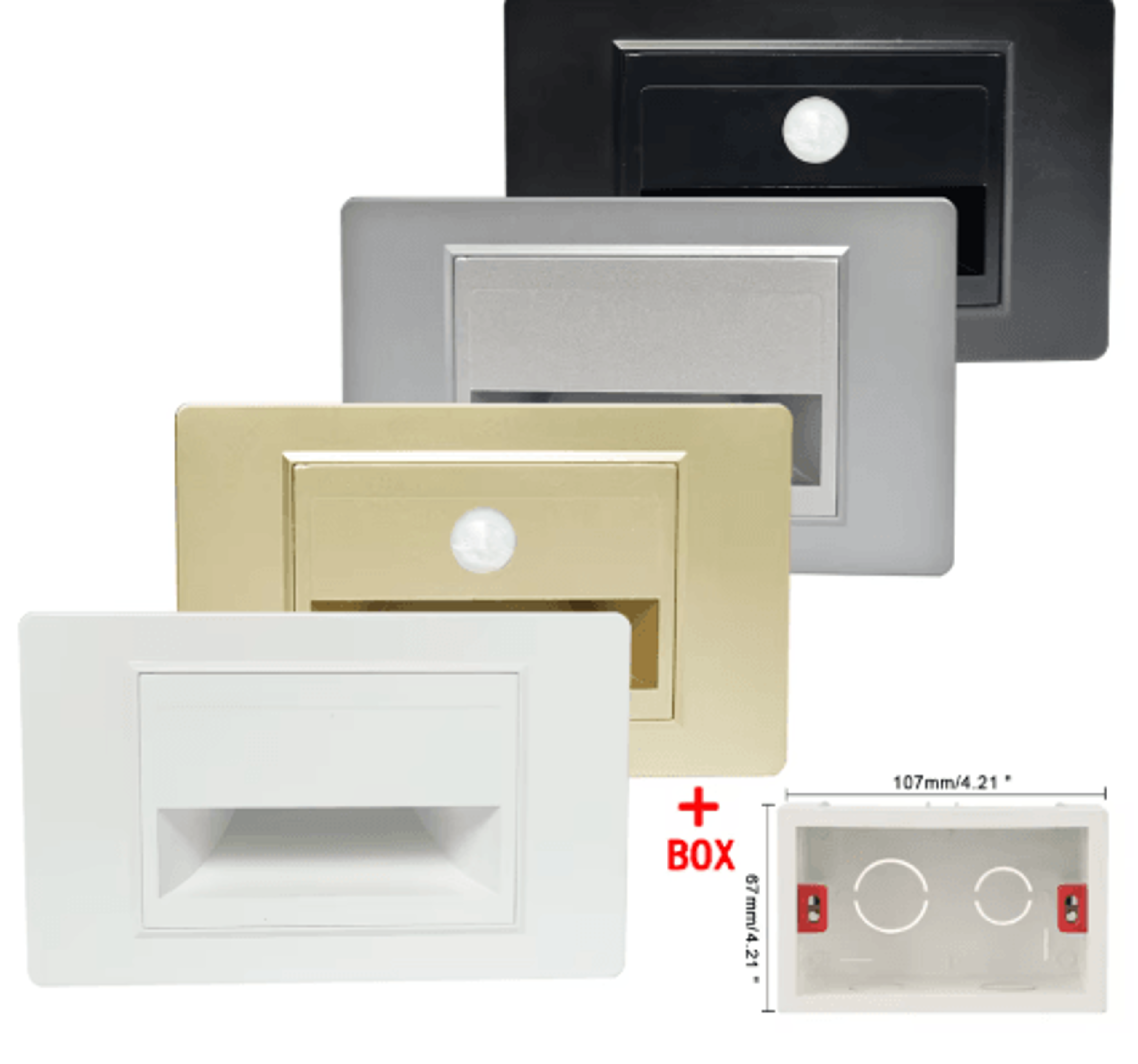 pir motion sensor led step light – recessed wall night lamp for us/eu 503 box