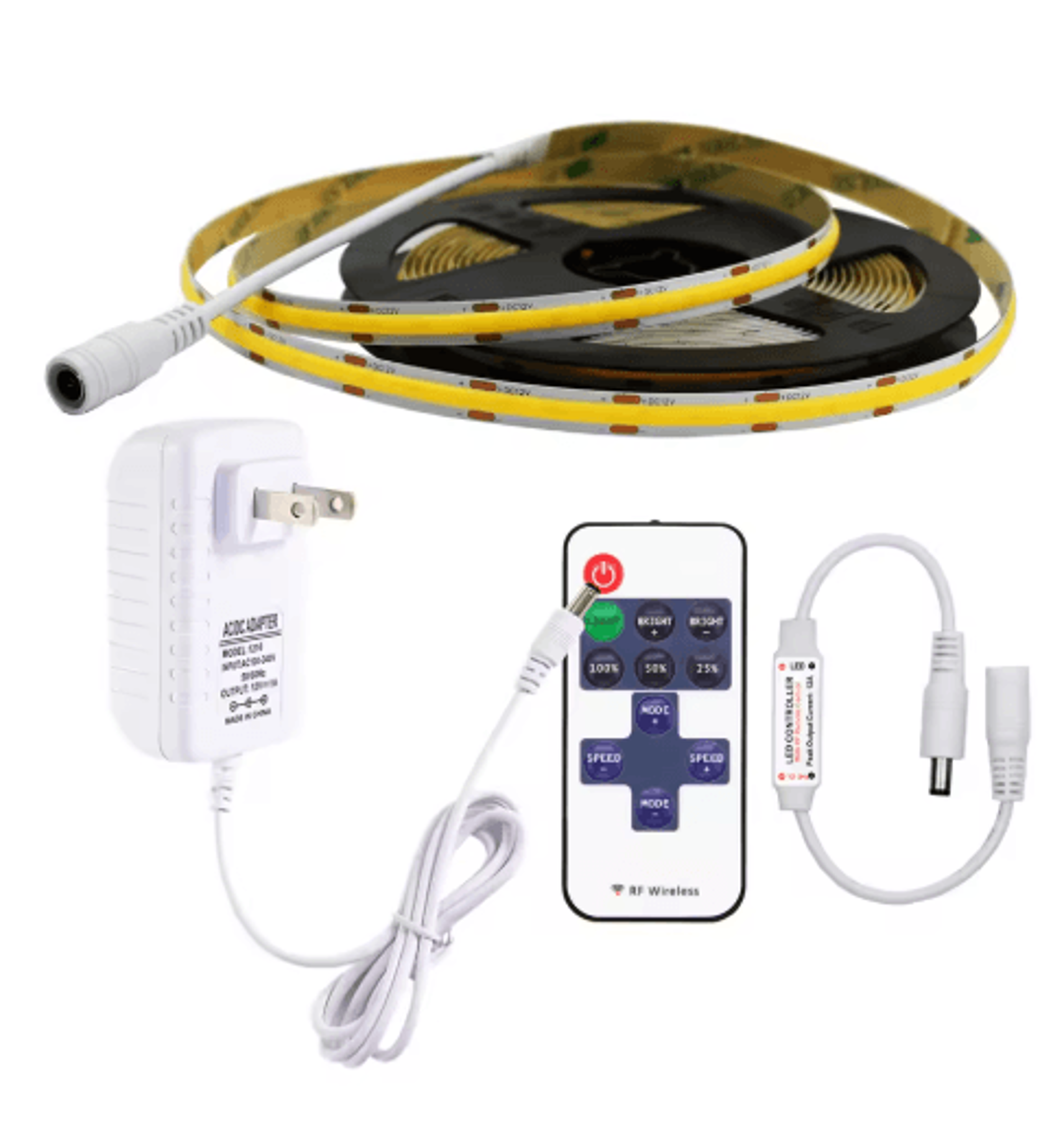 12V Dimmable COB LED Strip Light  8mm Flexible Tape With Sensor Control 5