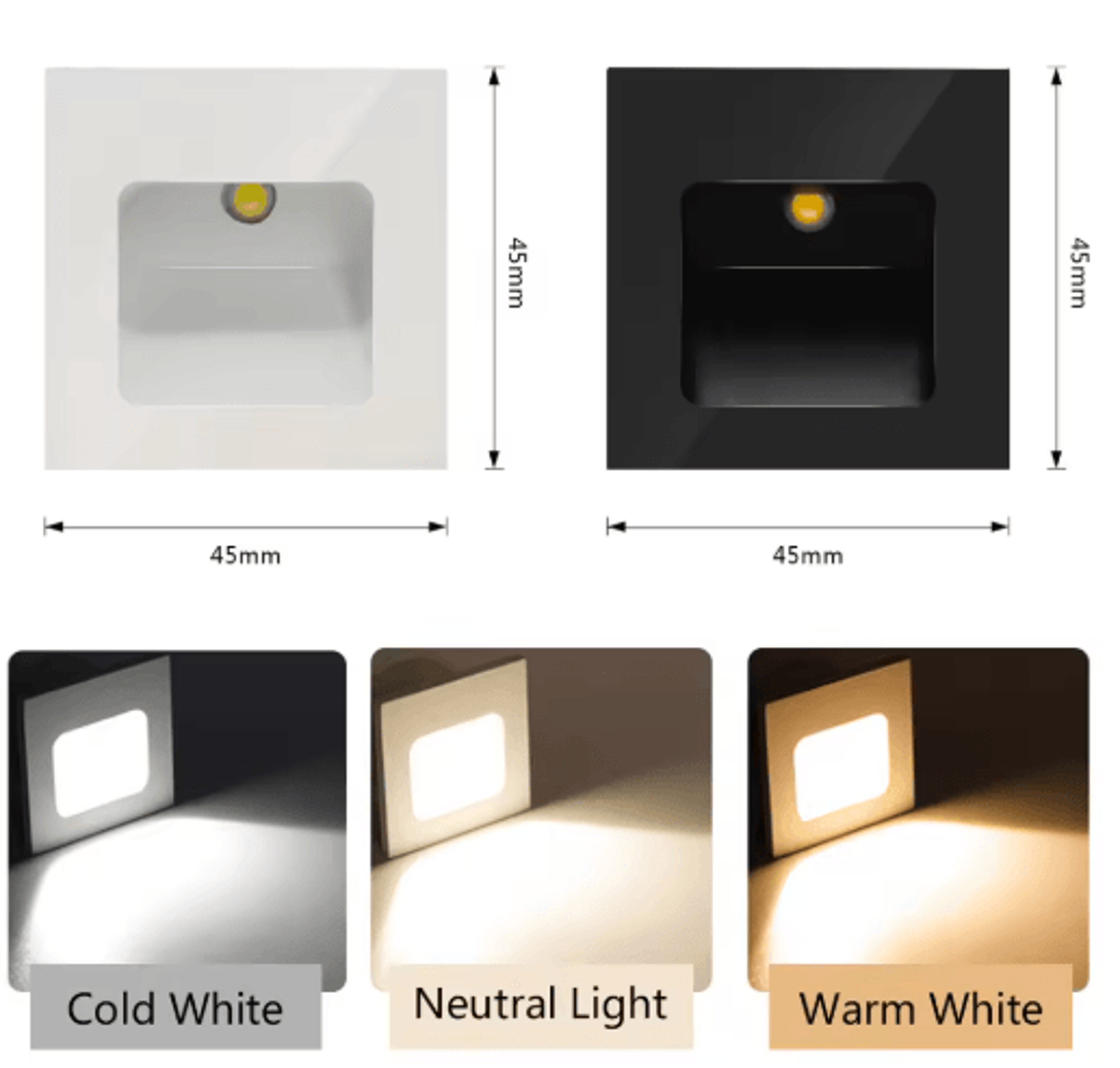 1W Mini LED Recessed Stair Light  Aluminum Wall Step Lamp In Black Or White 4