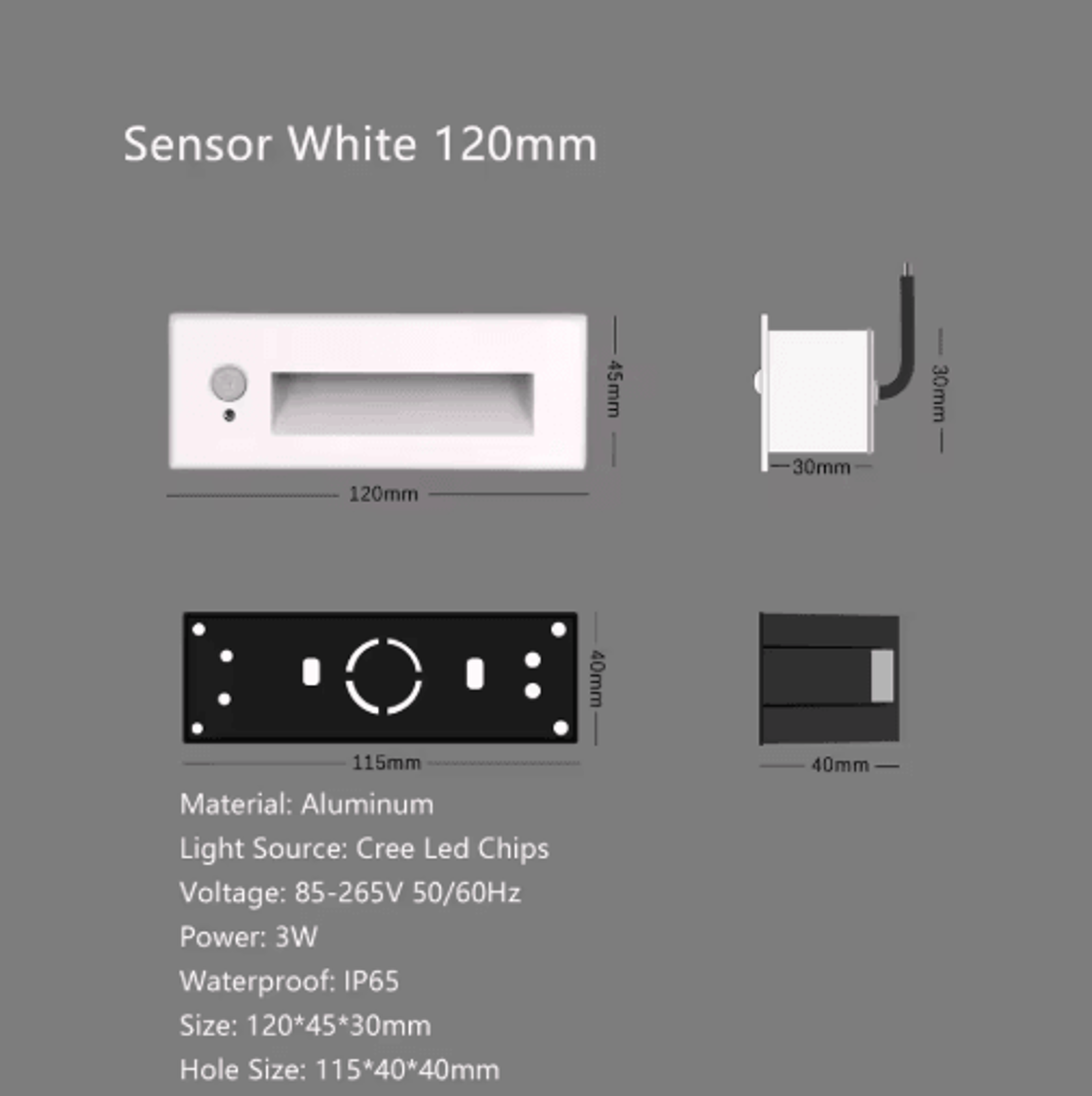 Recessed LED Motion Sensor Stair Light  Indoor  Outdoor Step Wall Lamp 9