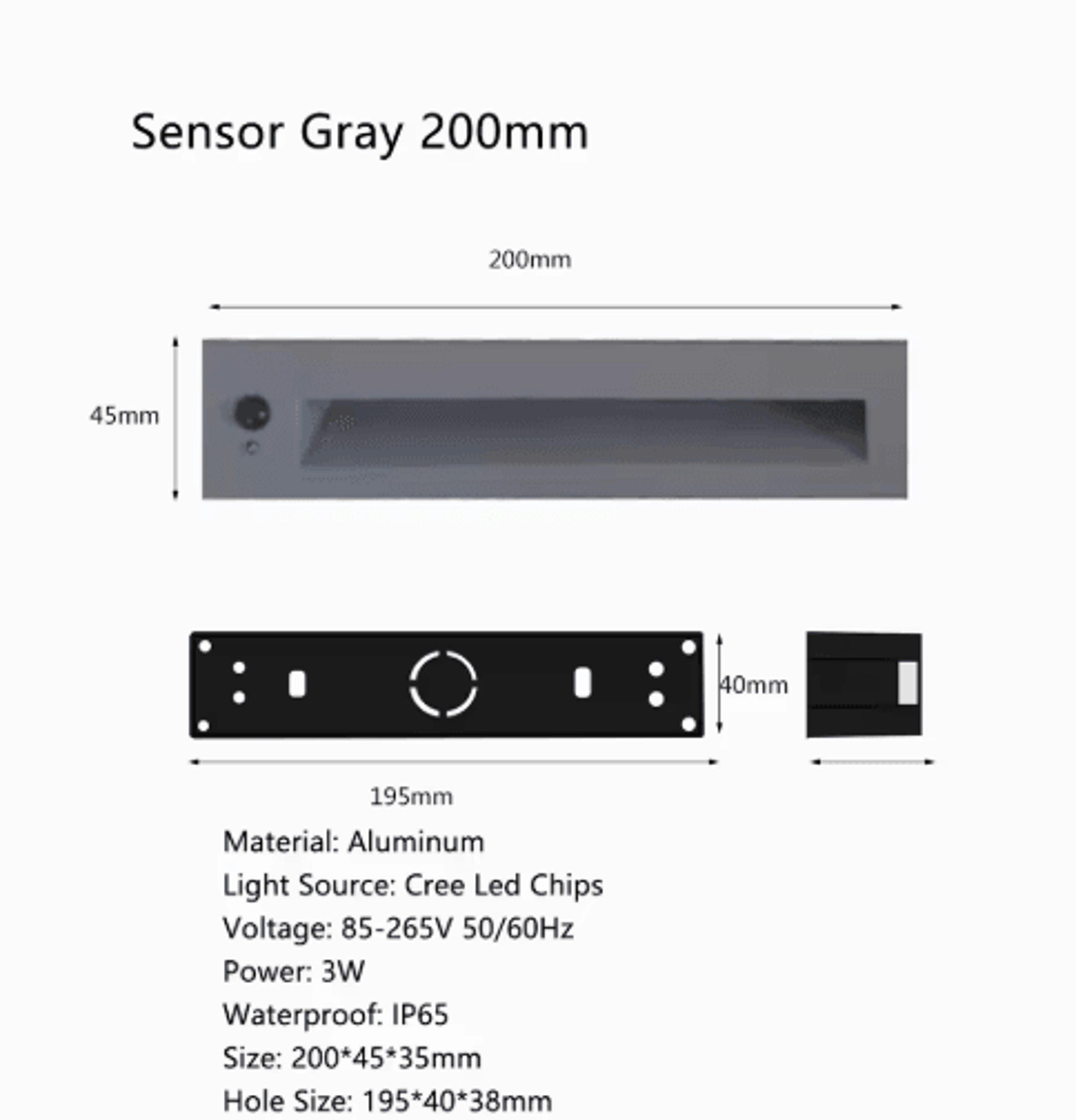 Recessed LED Motion Sensor Stair Light  Indoor  Outdoor Step Wall Lamp 7