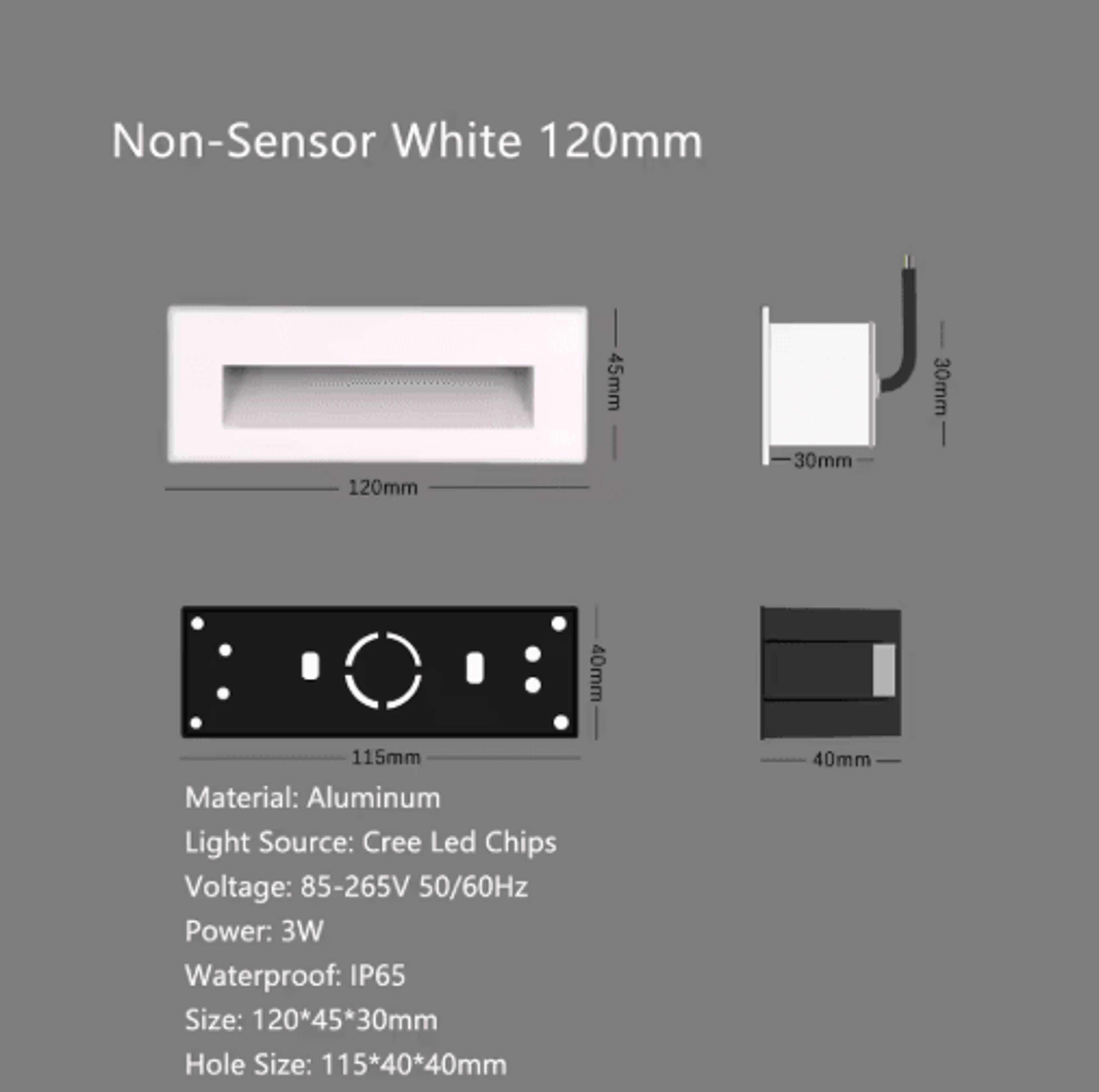 Recessed LED Motion Sensor Stair Light  Indoor  Outdoor Step Wall Lamp 5