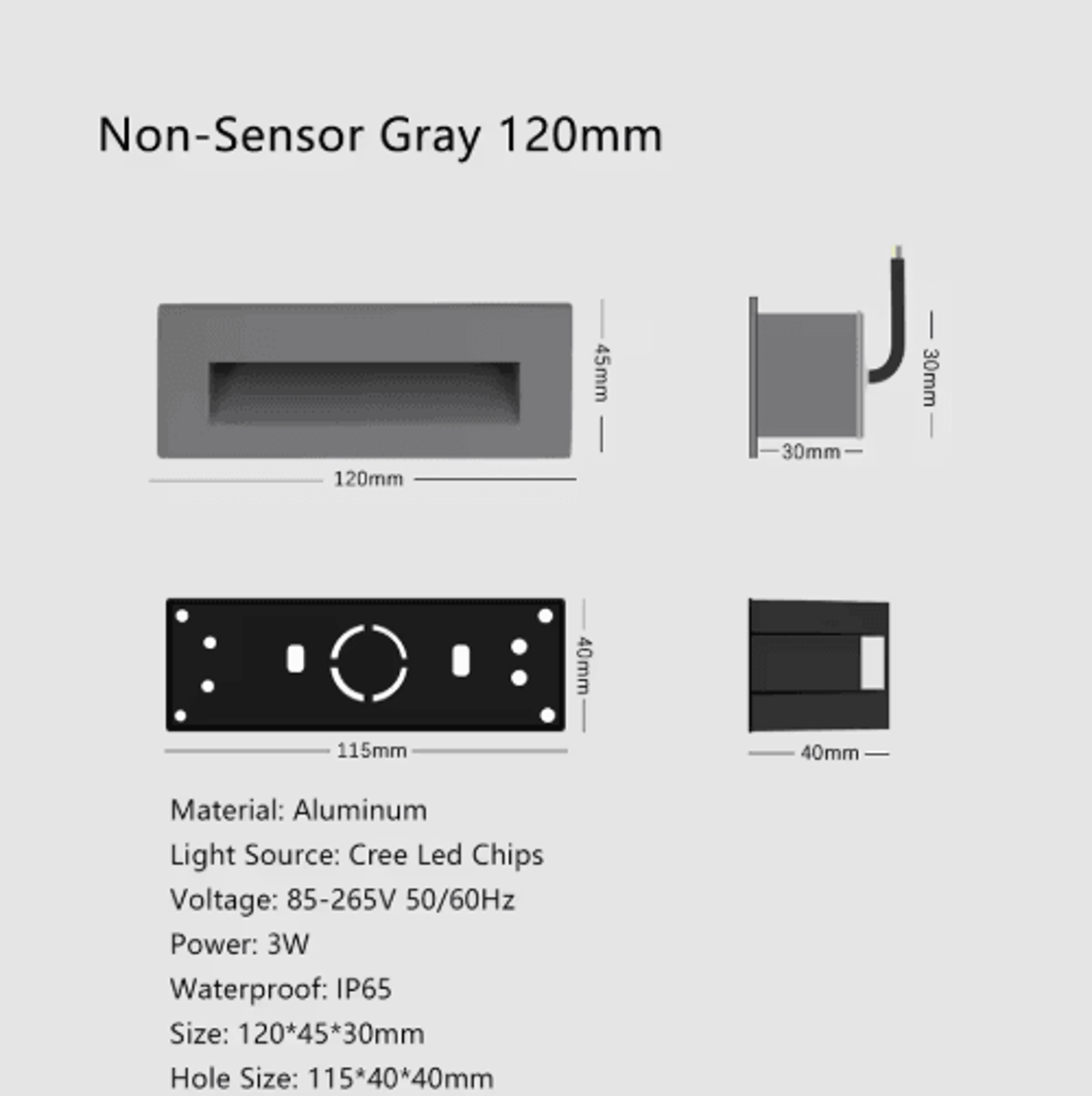 Recessed LED Motion Sensor Stair Light  Indoor  Outdoor Step Wall Lamp 12