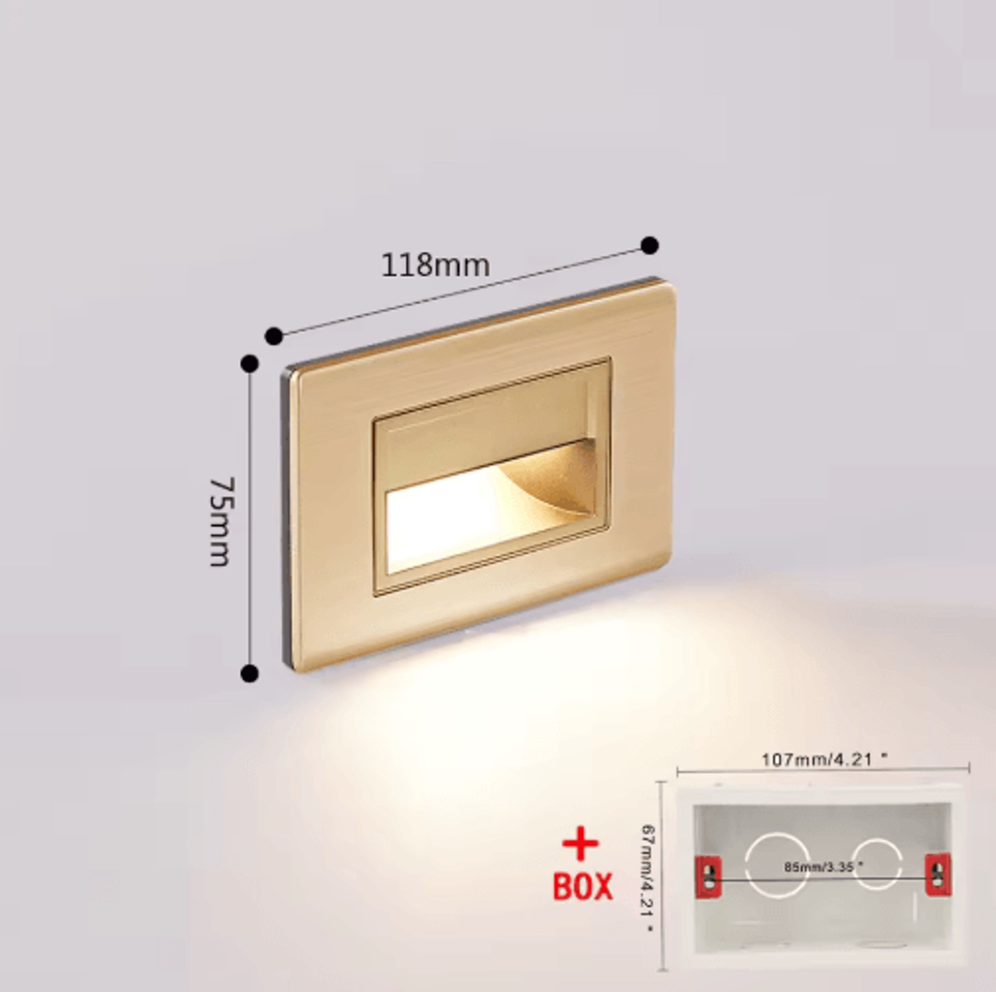 Recessed LED Stair Wall Light 118 By 86mm Indoor Night Lamp For US Standard Mounting 4