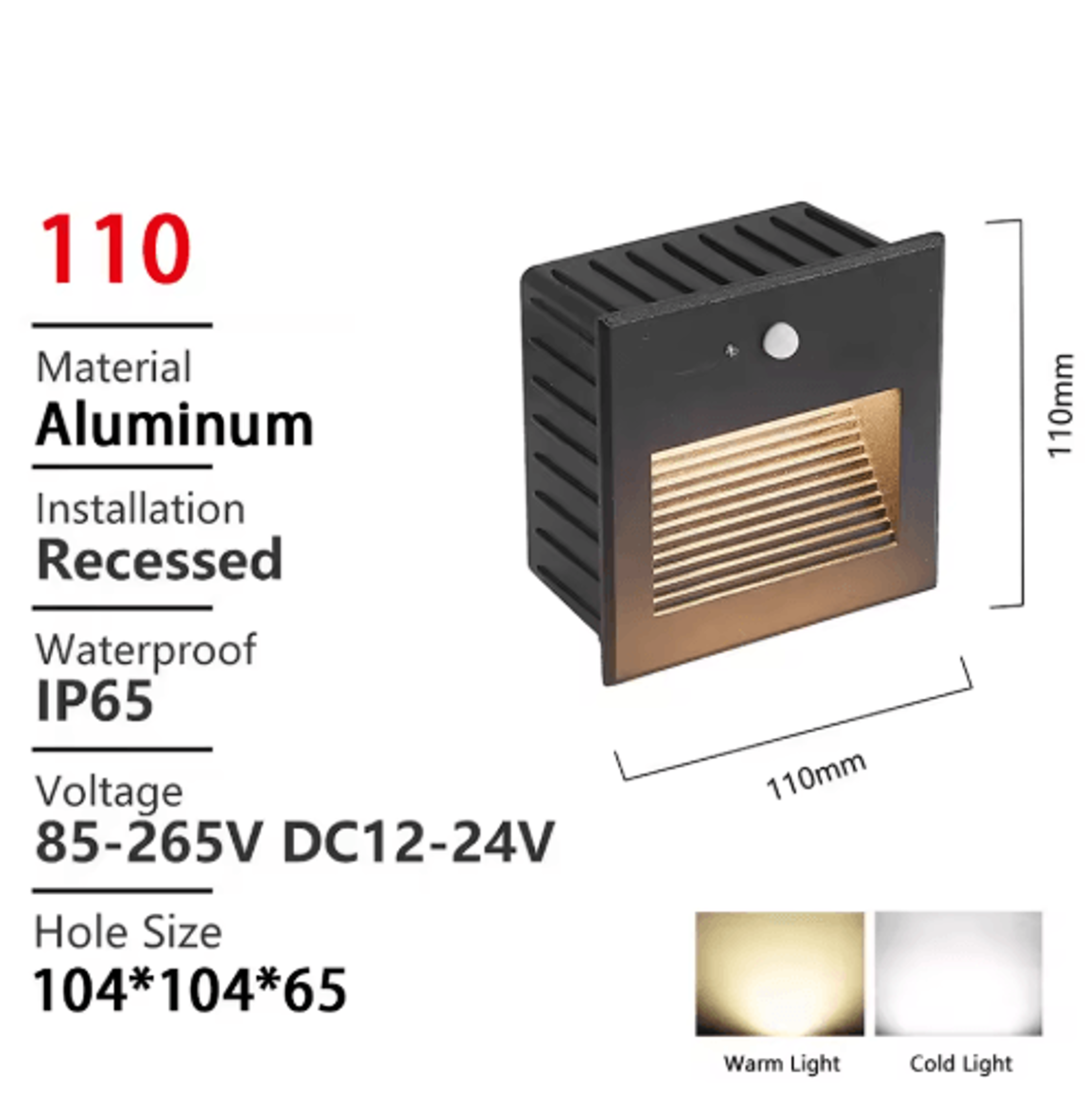 LED Motion Sensor Stair Light  Waterproof Recessed Outdoor Wall Lamp 7