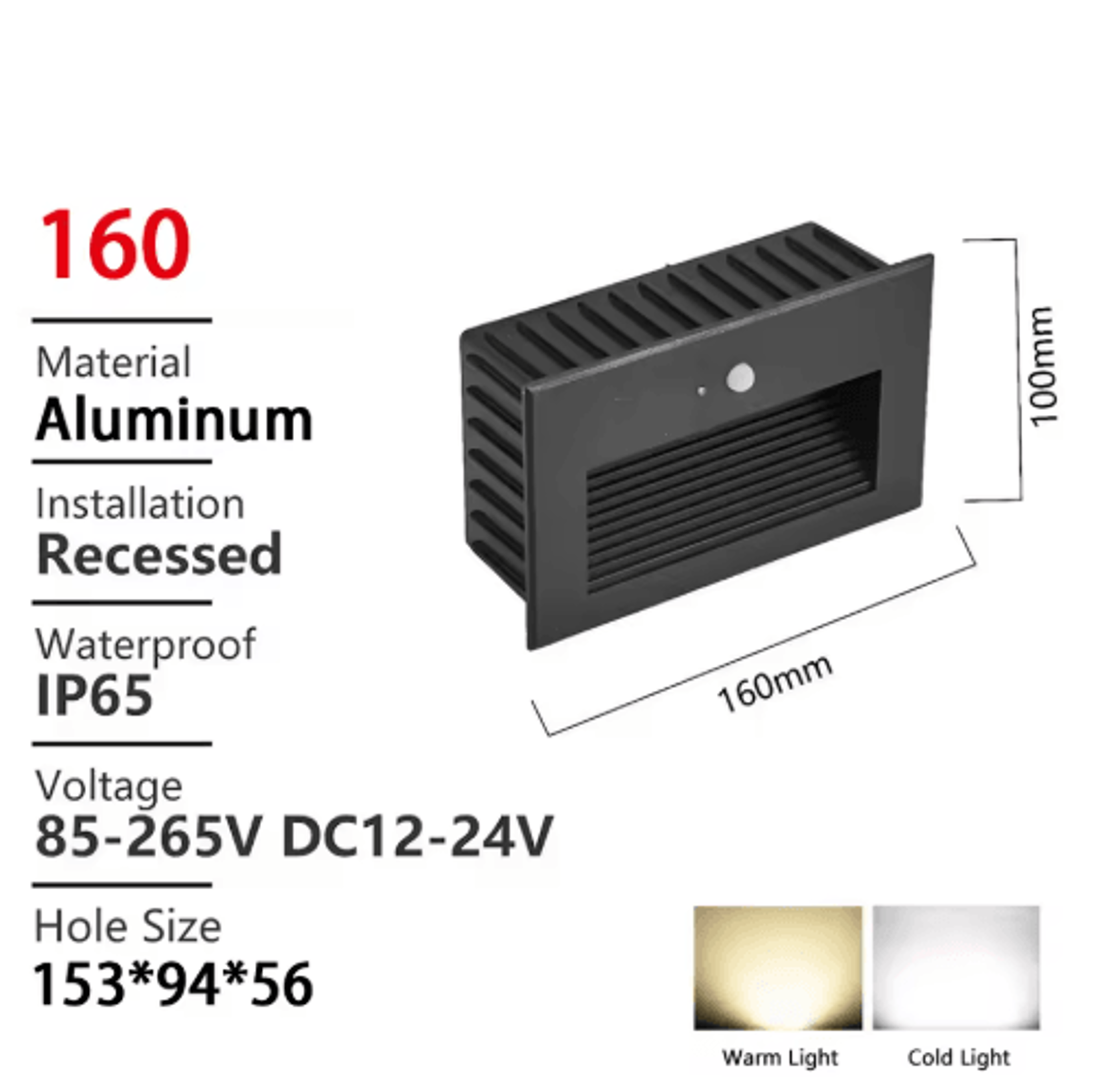 LED Motion Sensor Stair Light  Waterproof Recessed Outdoor Wall Lamp 5