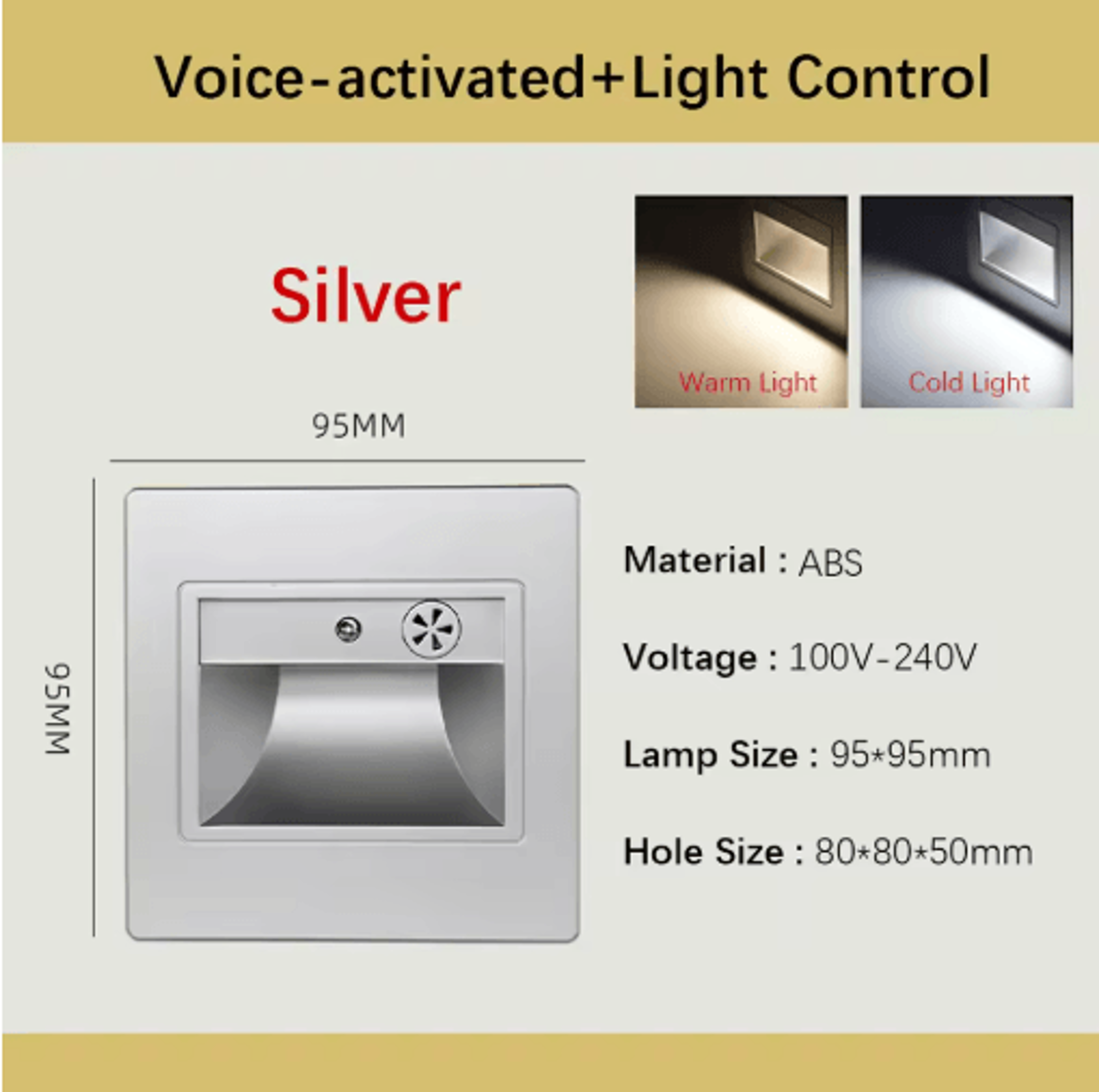 LED Motion Sensor Stair Light  Recessed VoiceActivated Wall Lamp 3
