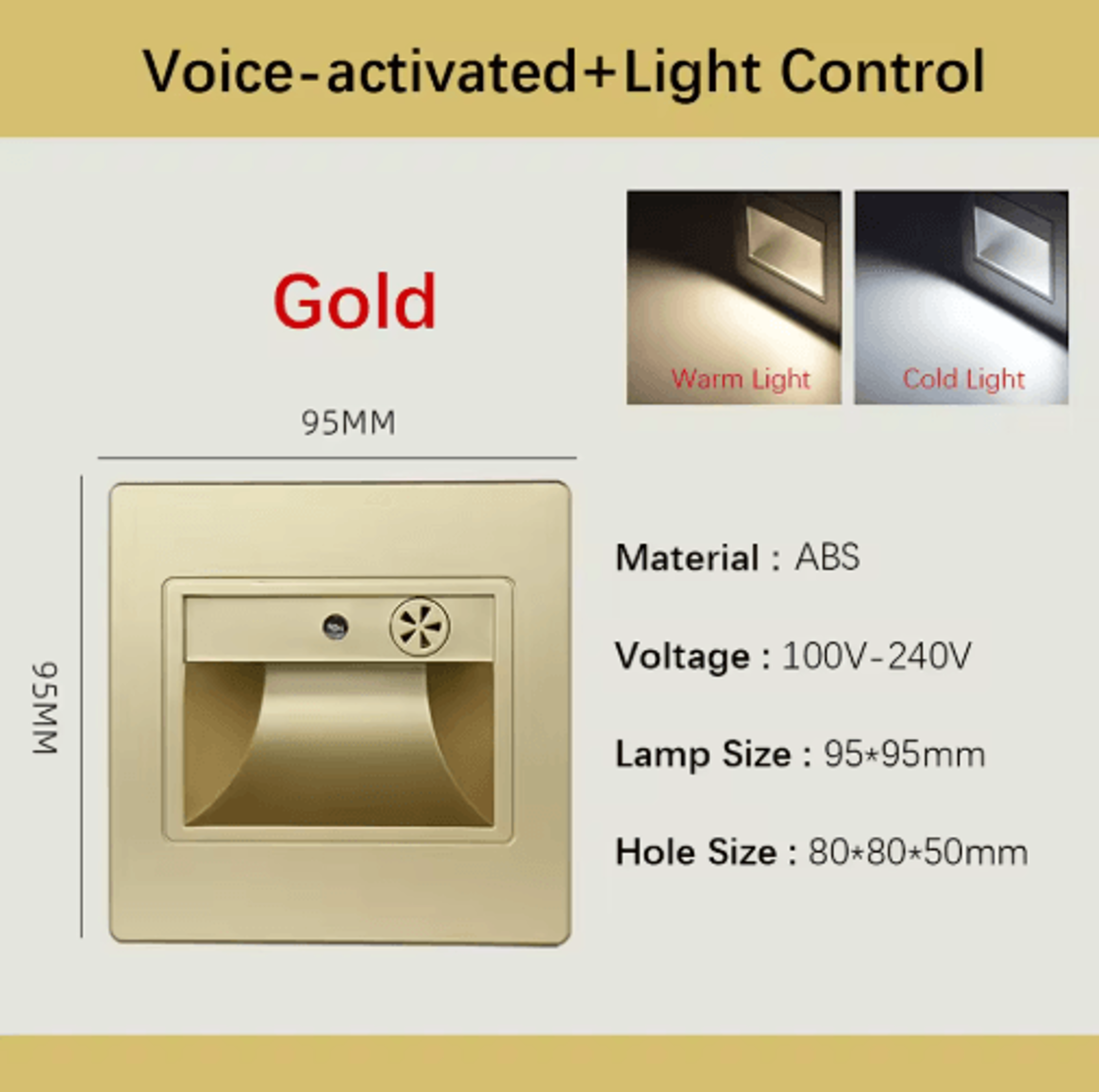 LED Motion Sensor Stair Light  Recessed VoiceActivated Wall Lamp 2