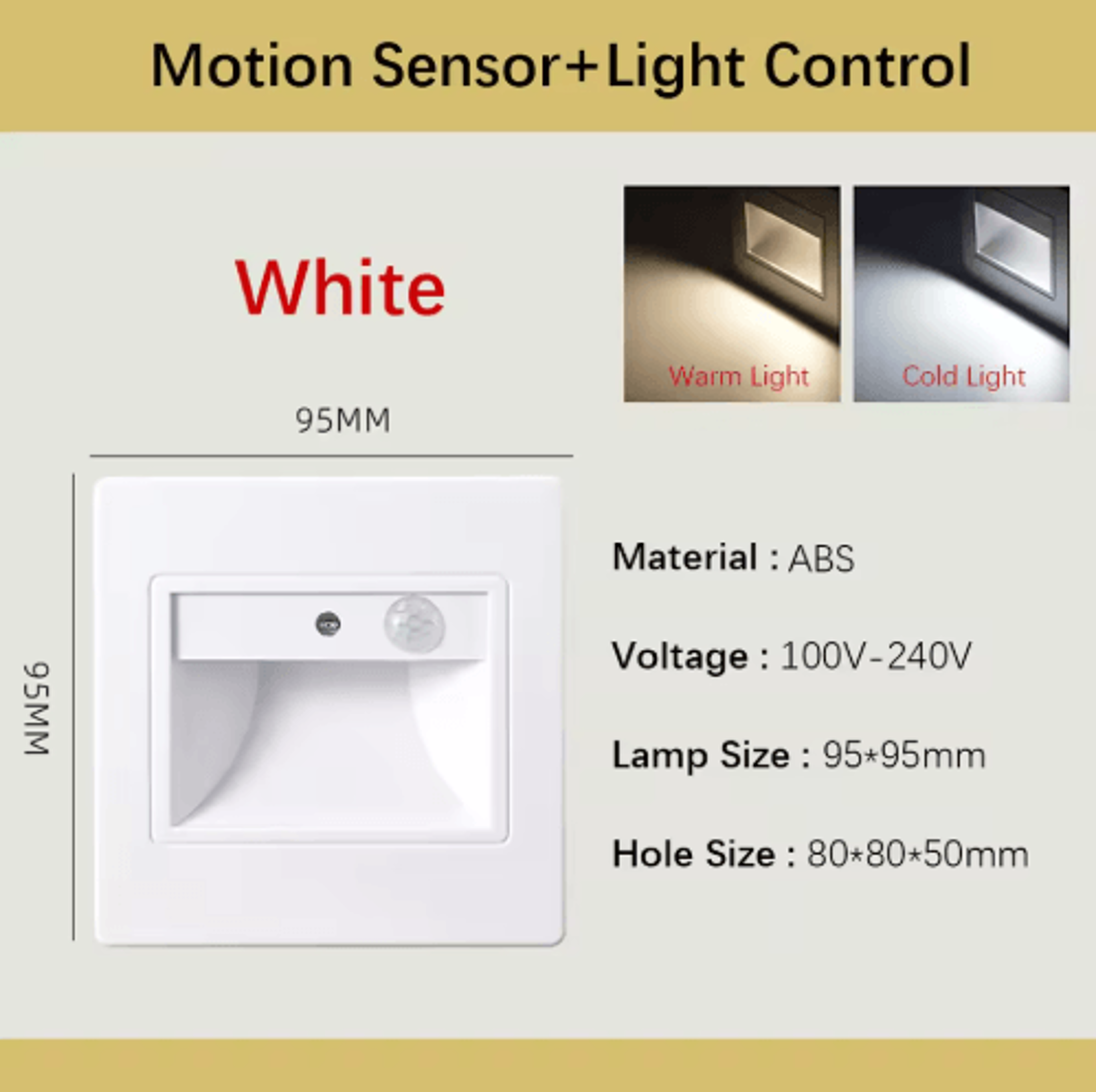 LED Motion Sensor Stair Light  Recessed VoiceActivated Wall Lamp 14