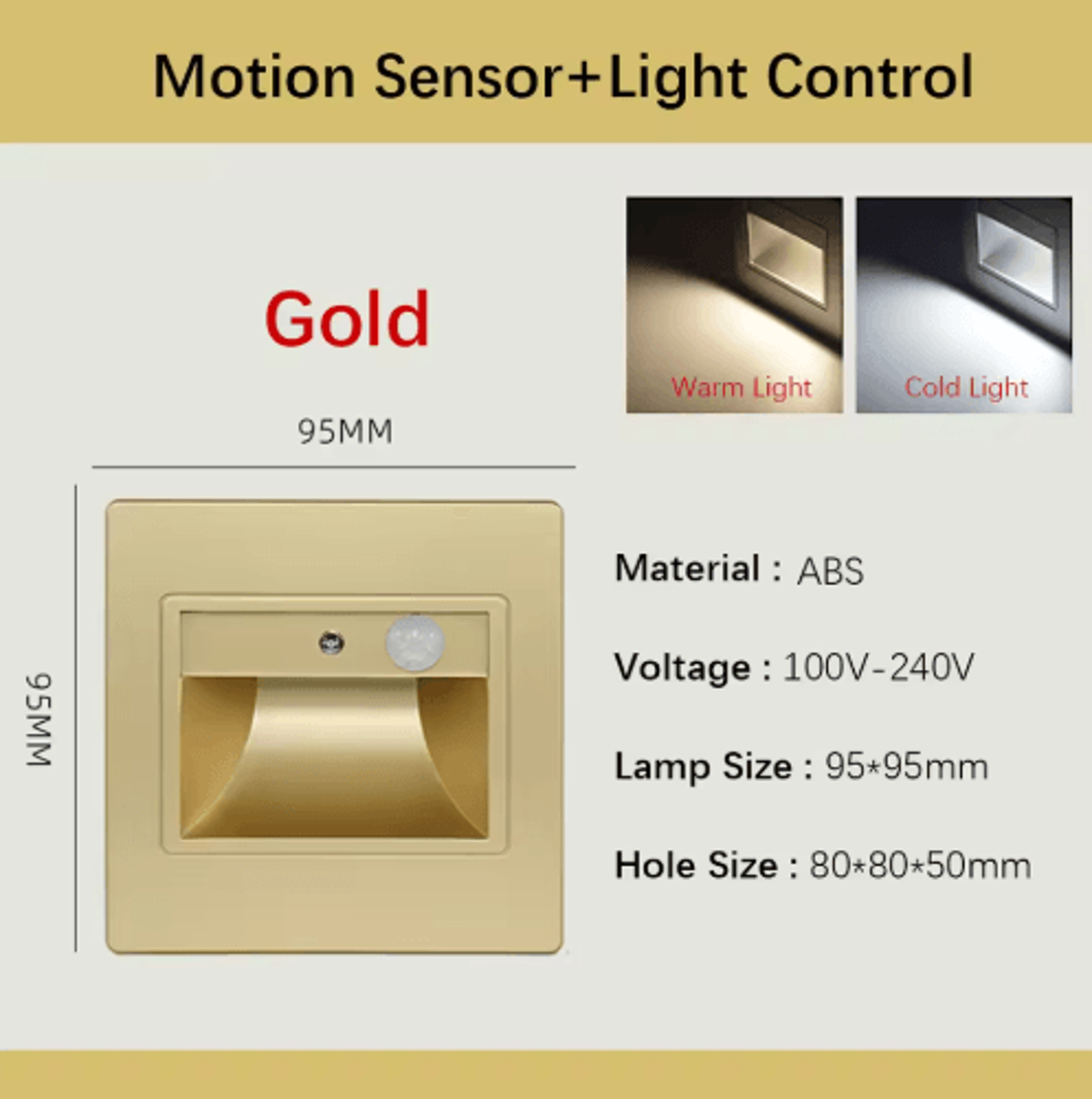 LED Motion Sensor Stair Light  Recessed VoiceActivated Wall Lamp 7