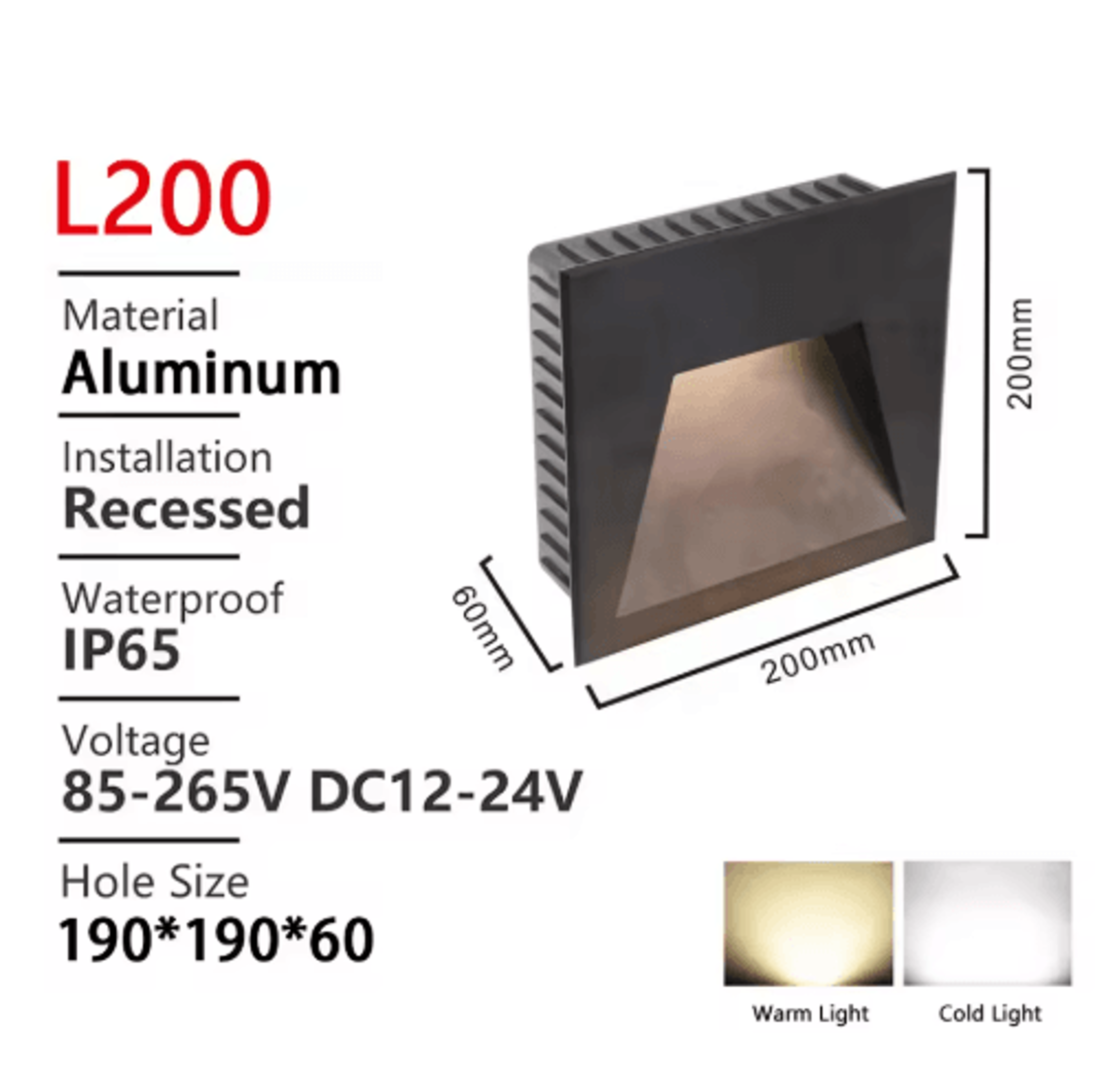 Waterproof Recessed Outdoor Wall Light  Square LED Sconce 12V220V 8