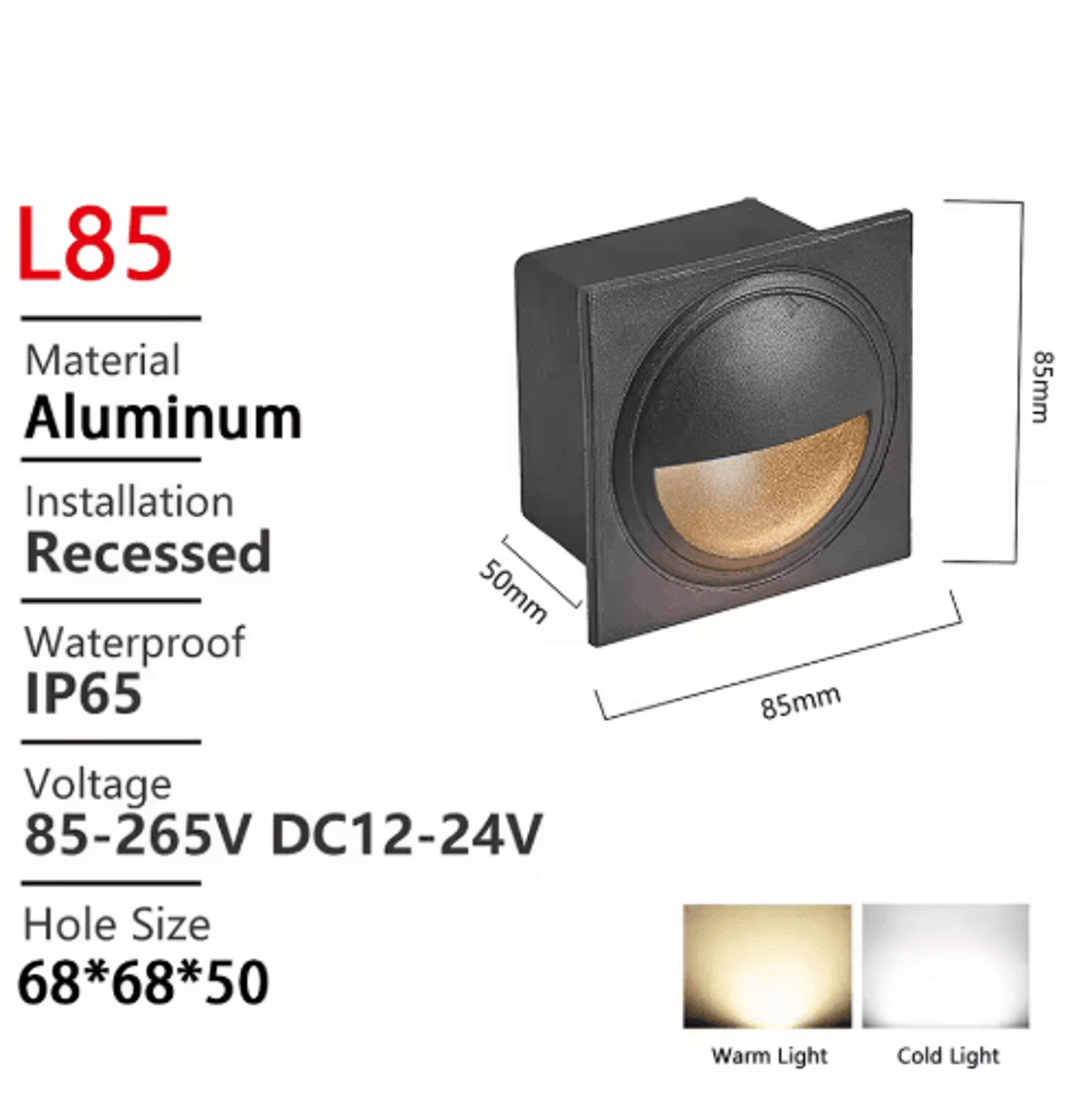Waterproof Recessed Outdoor Wall Light  Square LED Sconce 12V220V 11