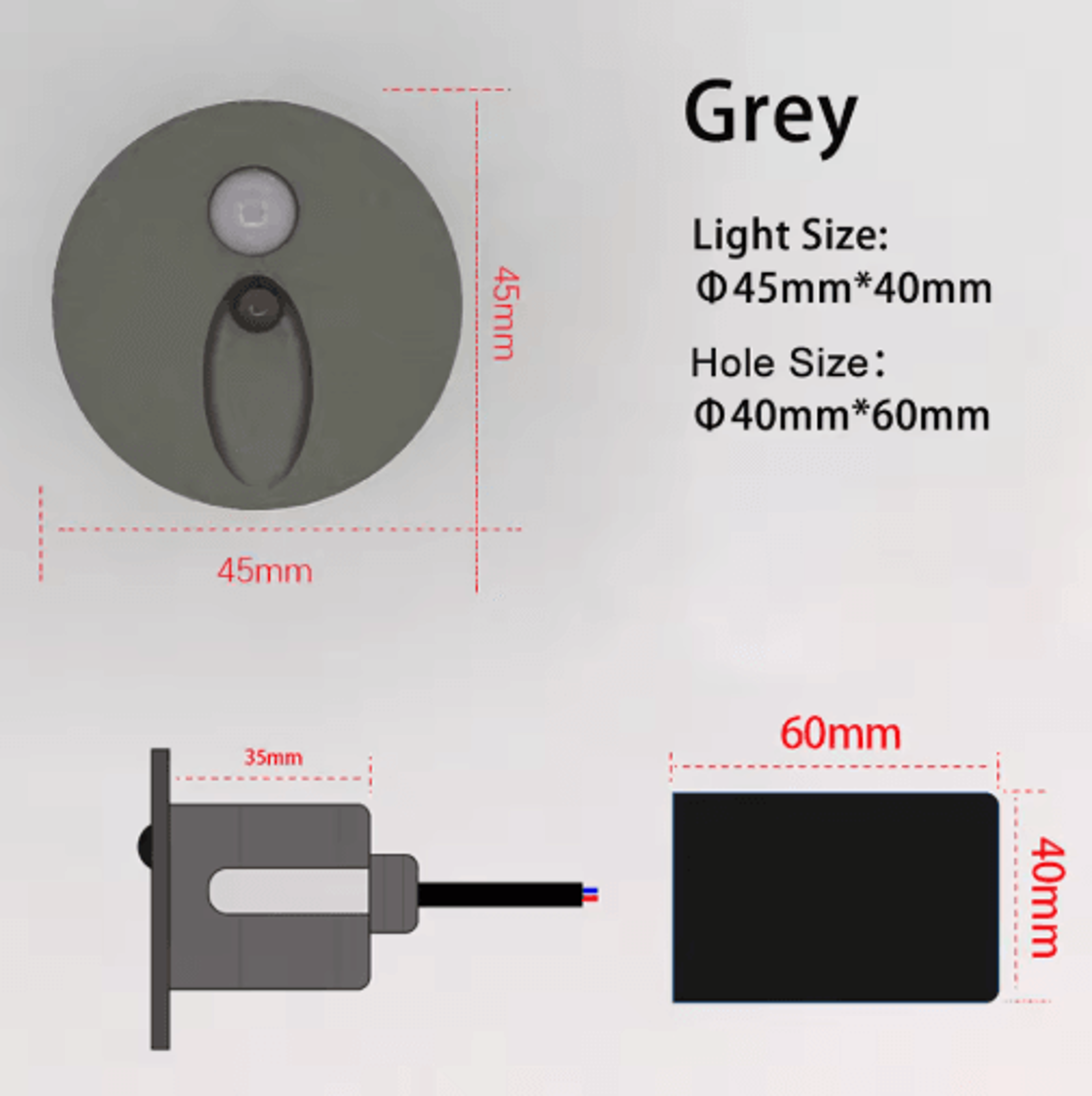 IP65 LED Motion Sensor Stair Light 45mm Round Recessed Wall Lamp 1
