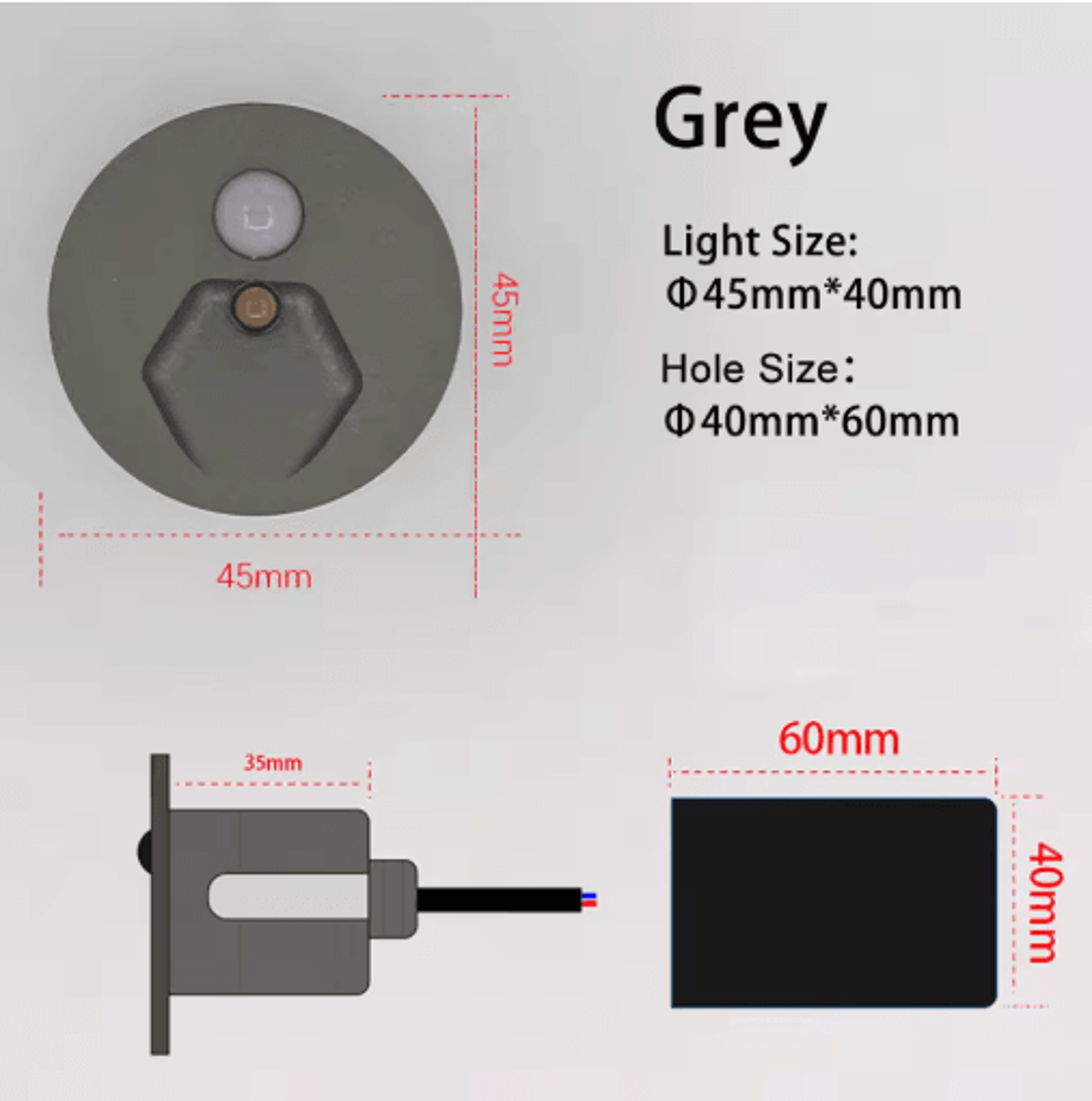 IP65 LED Motion Sensor Stair Light 45mm Round Recessed Wall Lamp 2