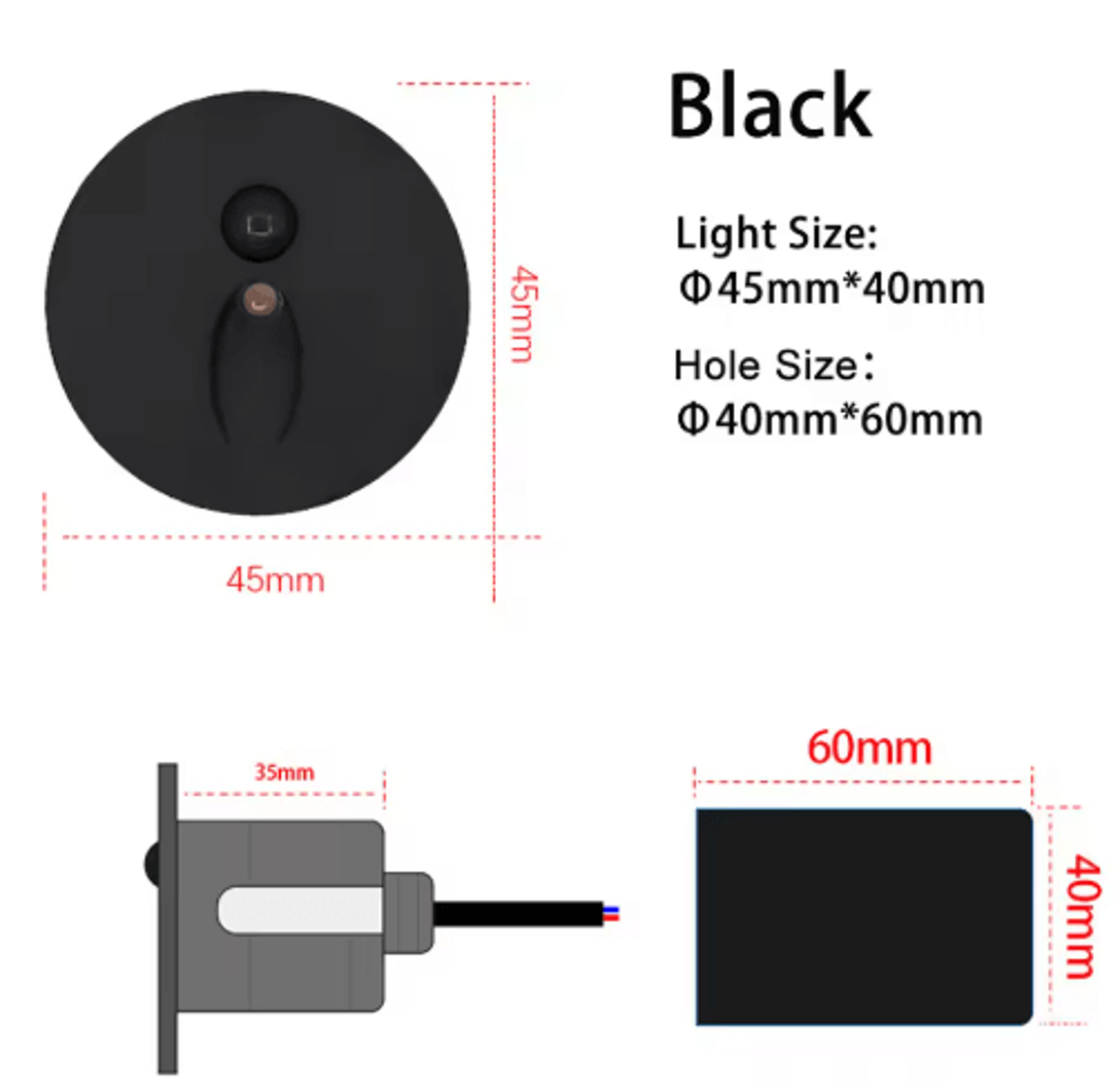 IP65 LED Motion Sensor Stair Light 45mm Round Recessed Wall Lamp 4