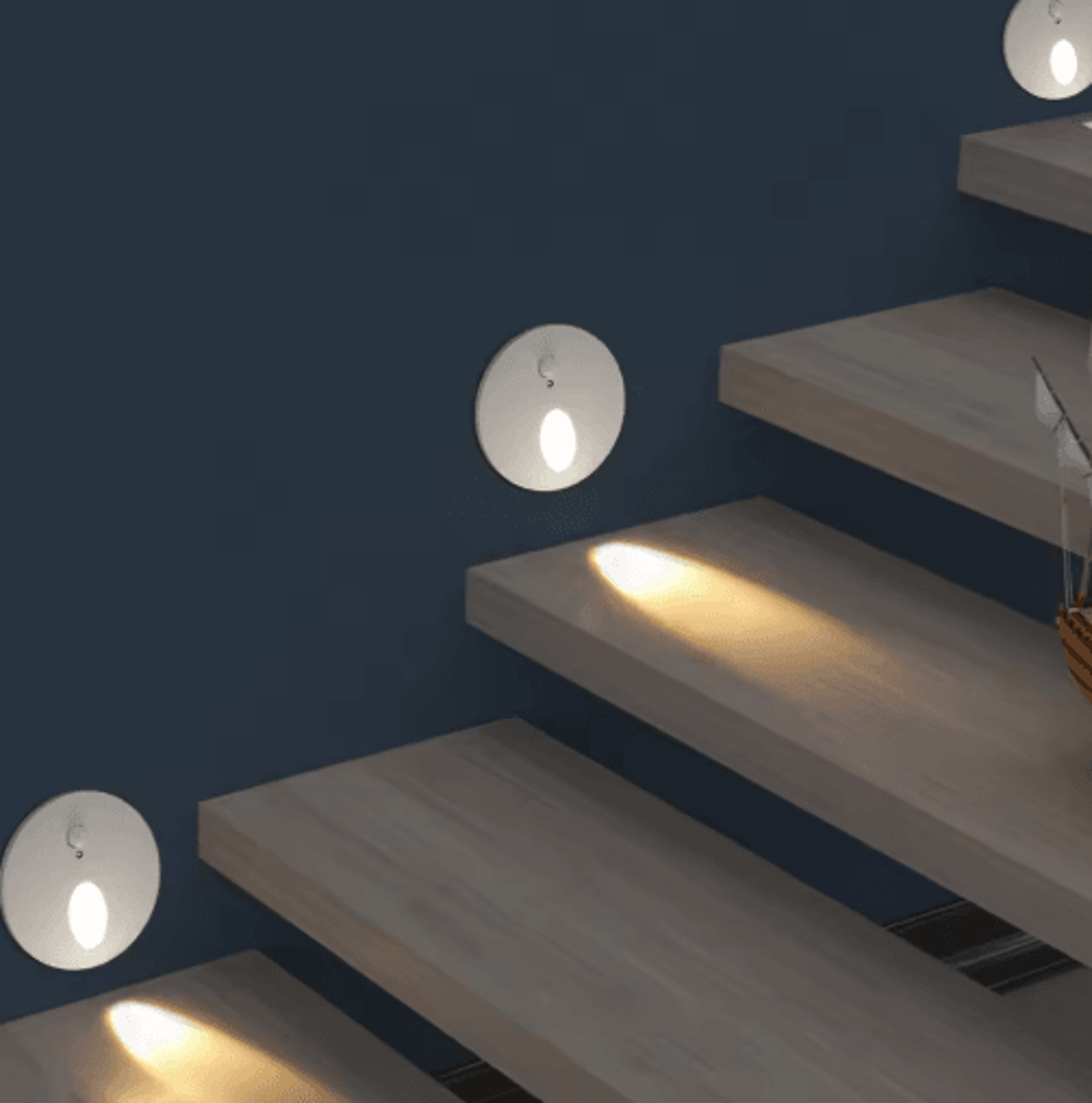 LED Motion Sensor Stair Light  Round Recessed Wall Lamp With 60mm Box 4