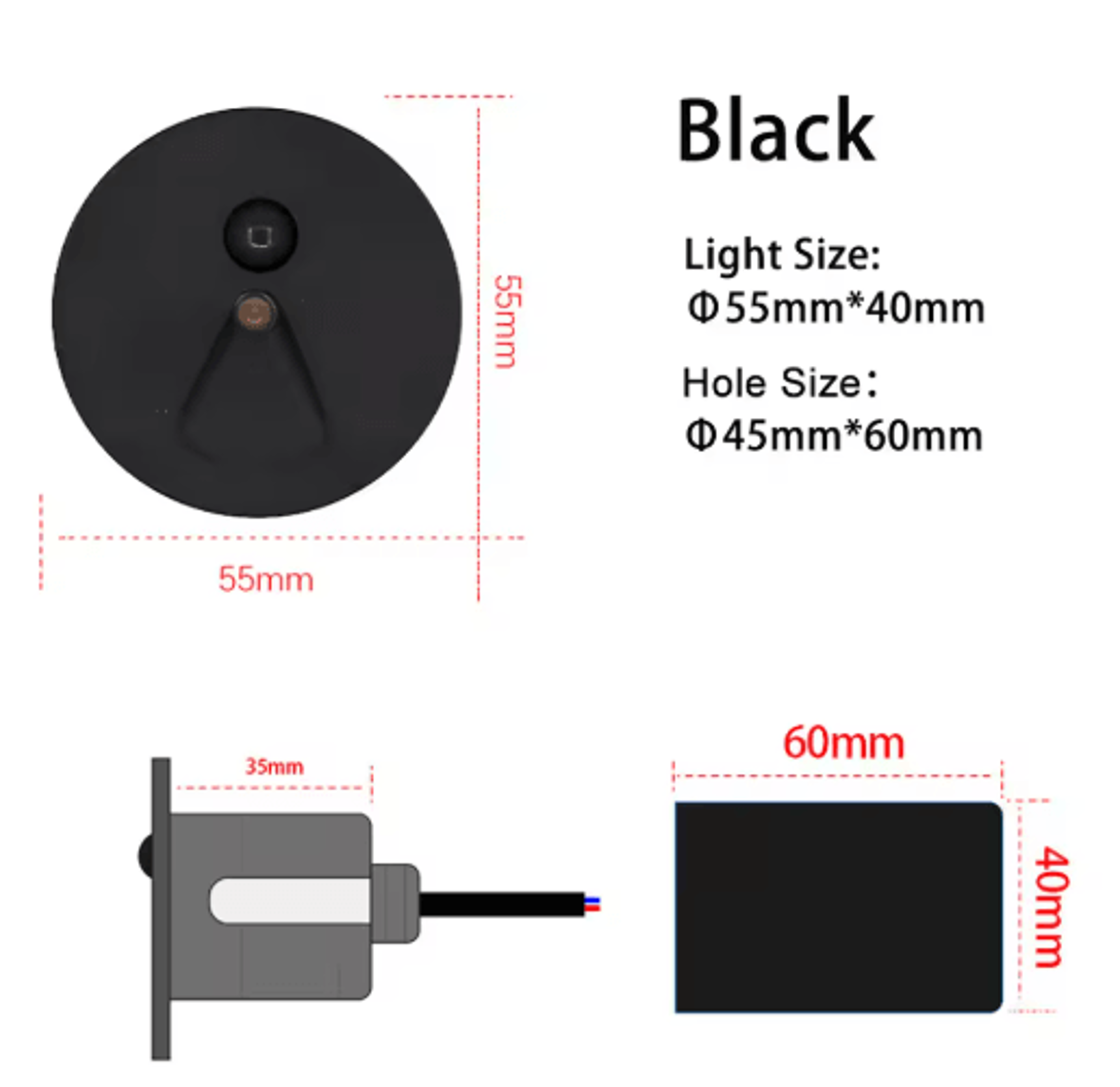 55mm LED Motion Sensor Step Light  Round Staircase Wall Lamp 7