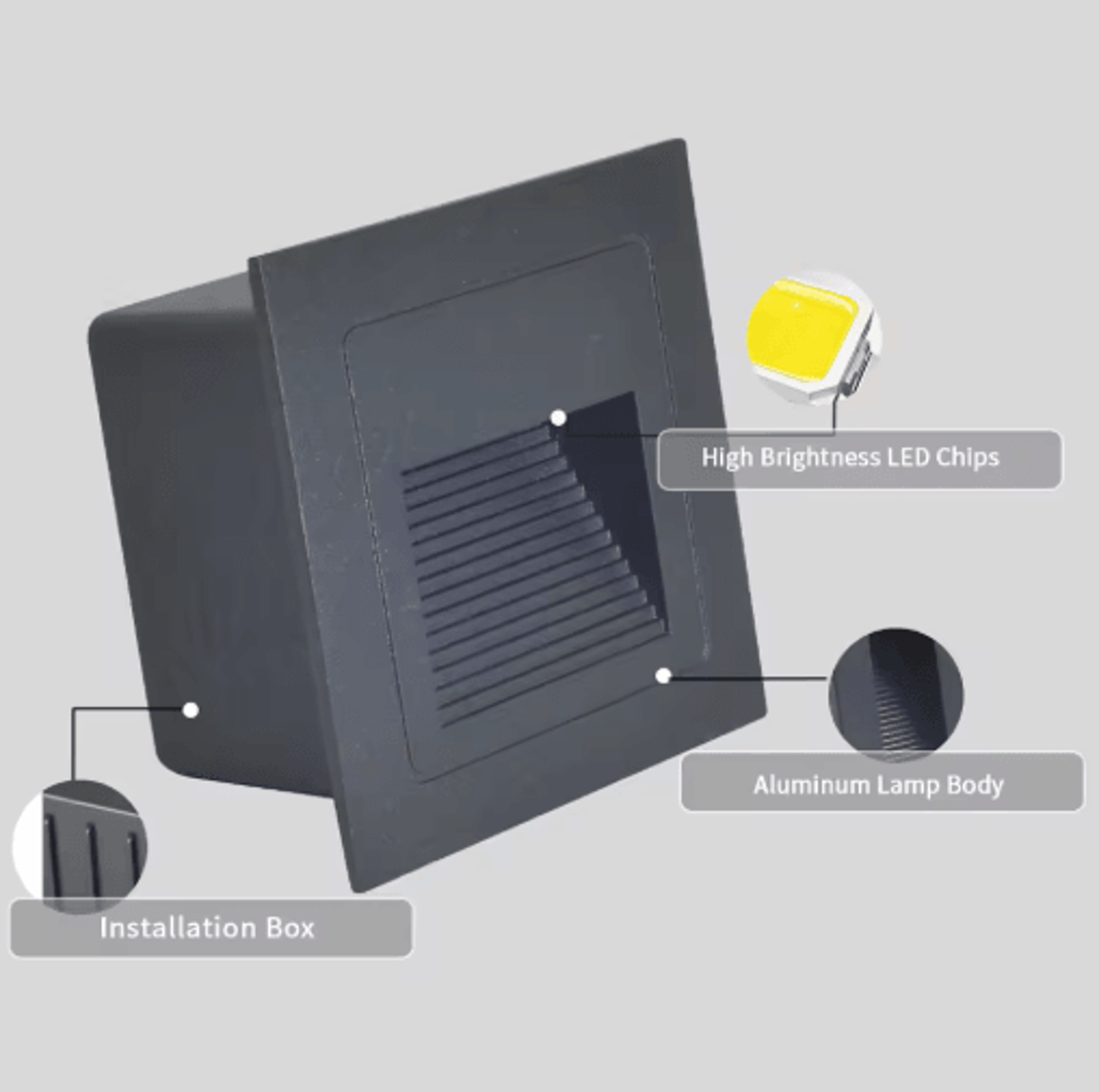 Waterproof Recessed Outdoor Stair Light  Large LED Wall Lamp 12V110V220V 9