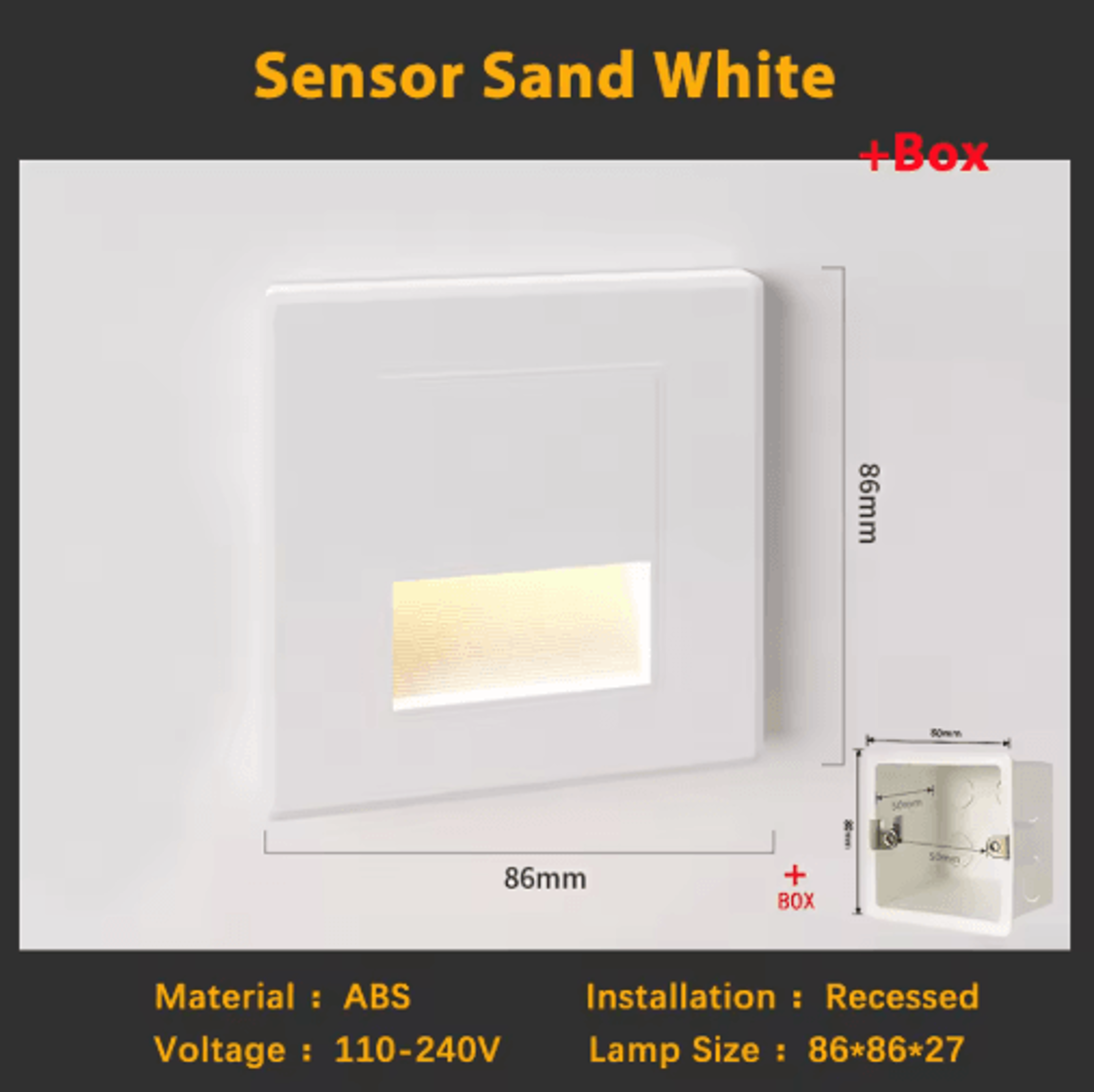 LED Radar Motion Sensor Stair Light  Recessed Indoor Wall Night Lamp 15
