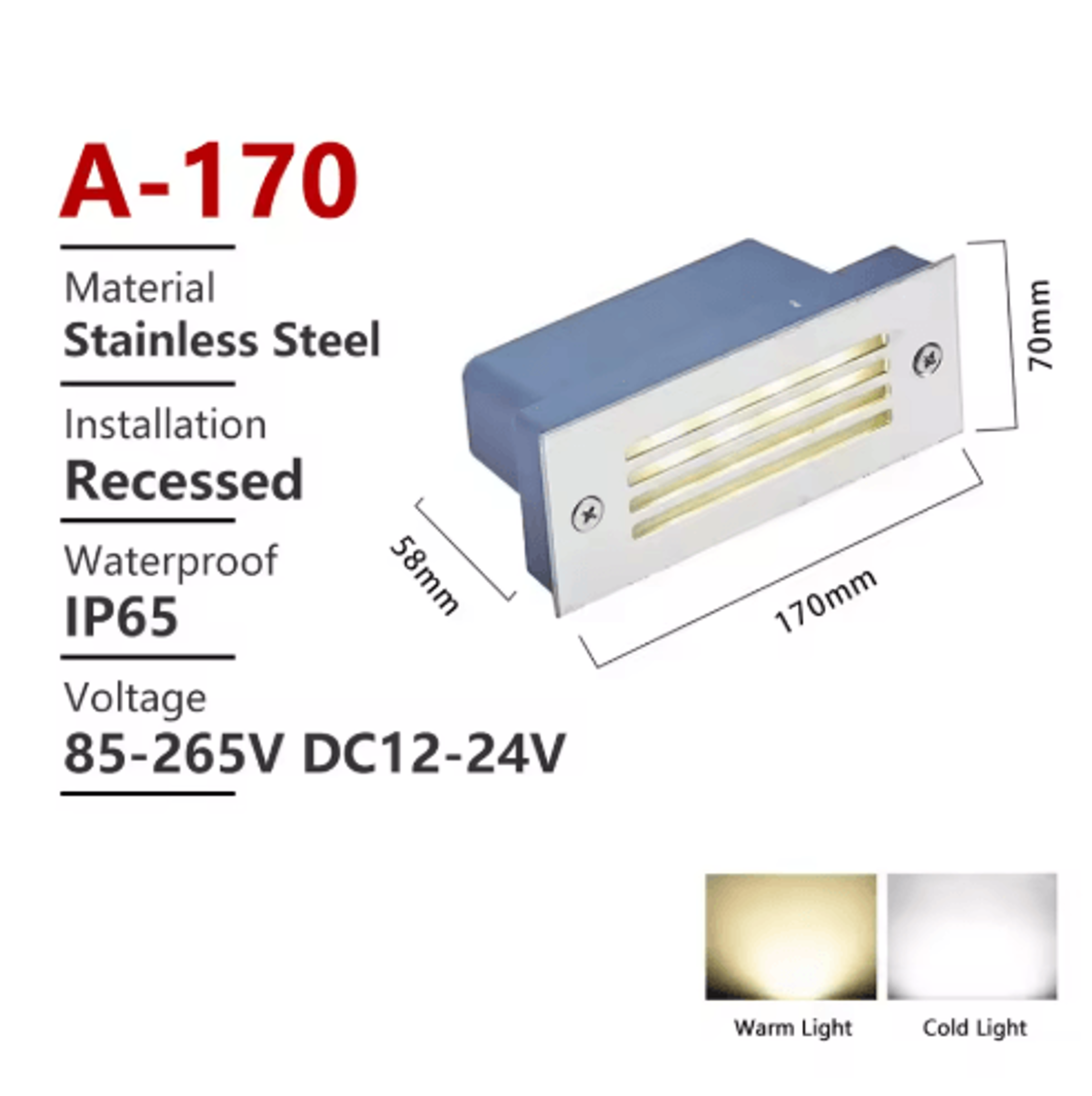 Waterproof Recessed LED Step Light  12V220V Outdoor Stair  Wall Lamp 7