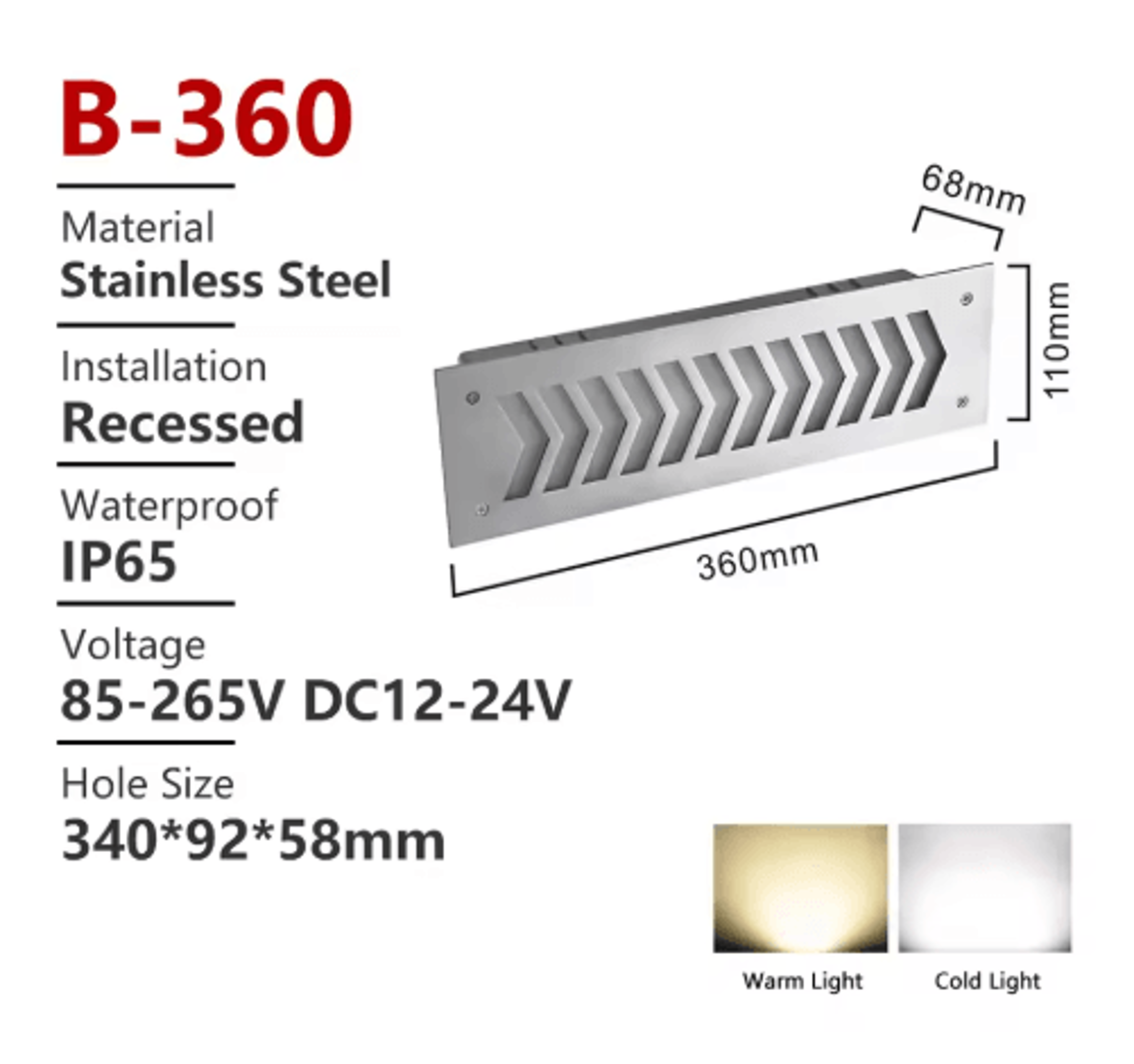 Waterproof Recessed LED Step Light  12V220V Outdoor Stair  Wall Lamp 2