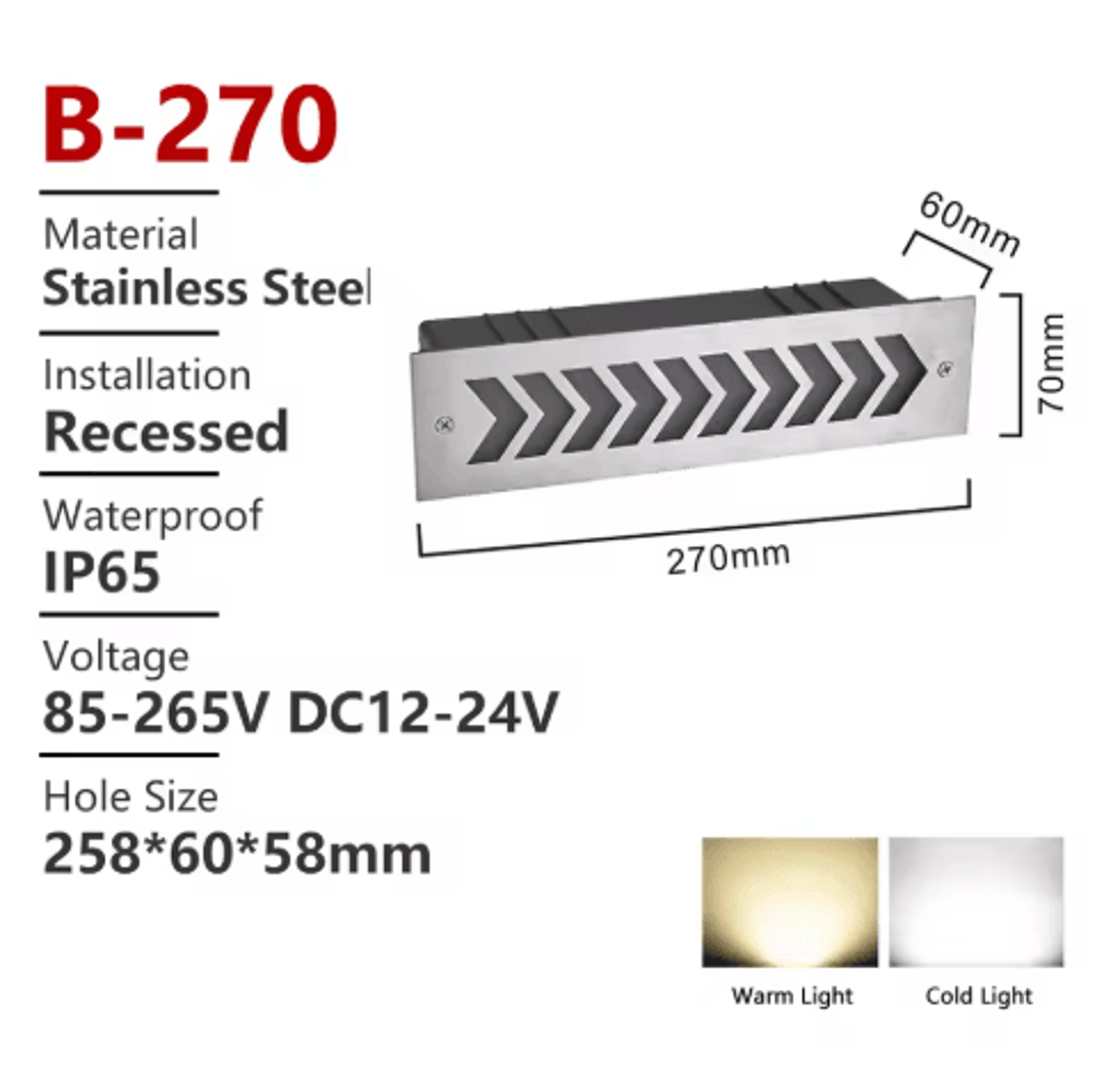 Waterproof Recessed LED Step Light  12V220V Outdoor Stair  Wall Lamp 4