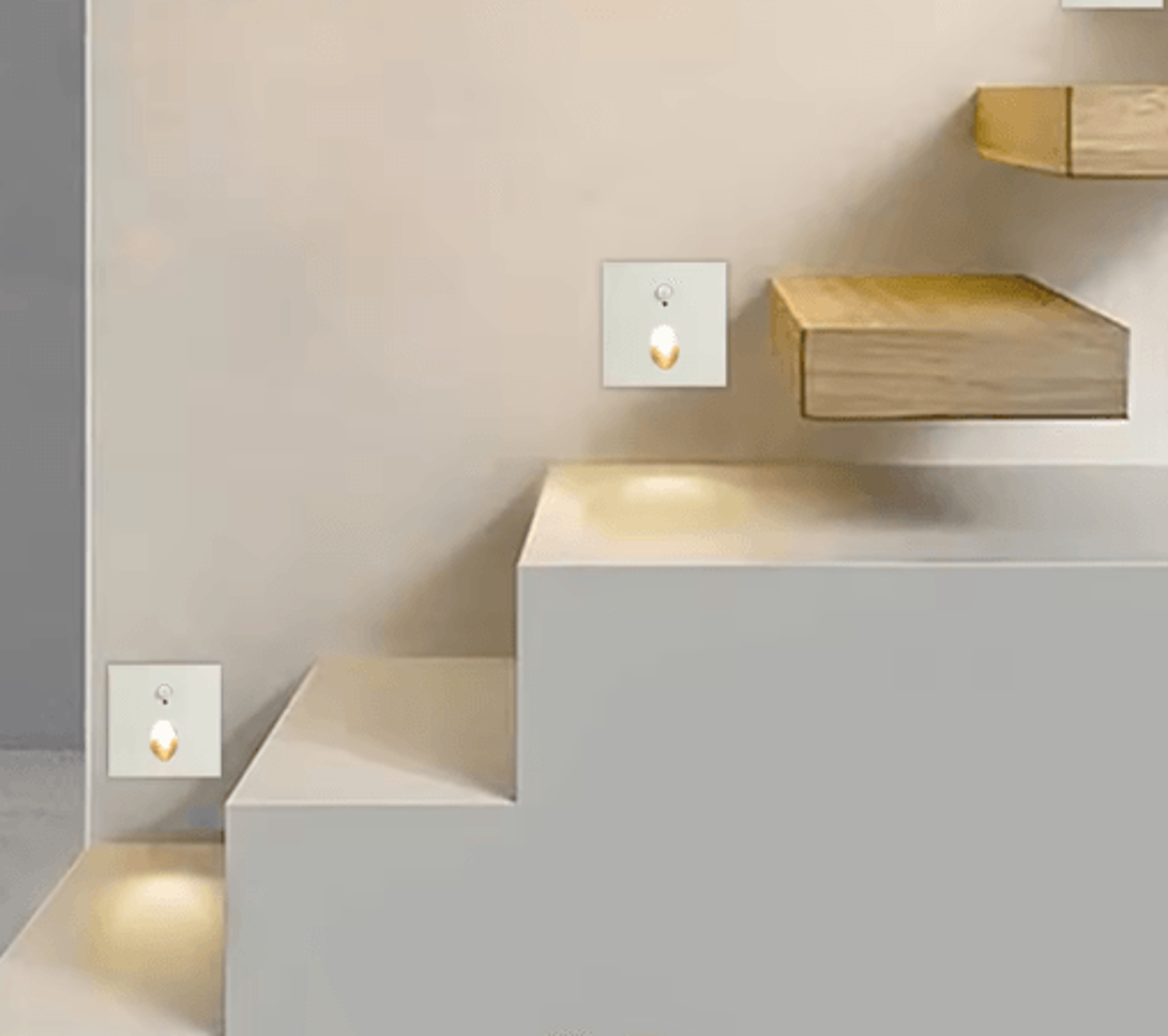 LED Motion Sensor Stair Light  RoundSquare Recessed Wall Night Lamp 6