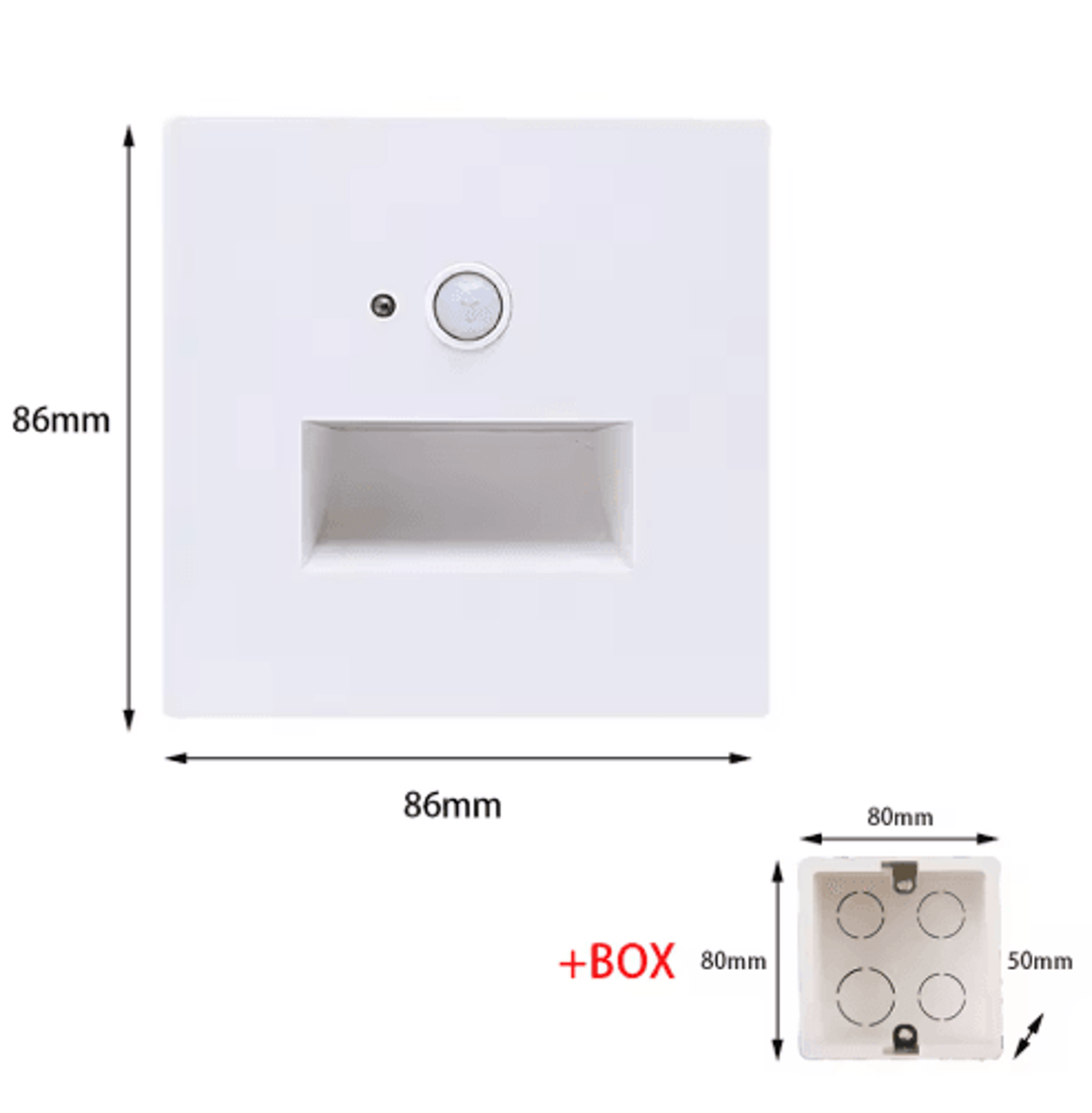 LED Motion Sensor Stair Light  220V Recessed Wall Lamp For EU Round Box 7