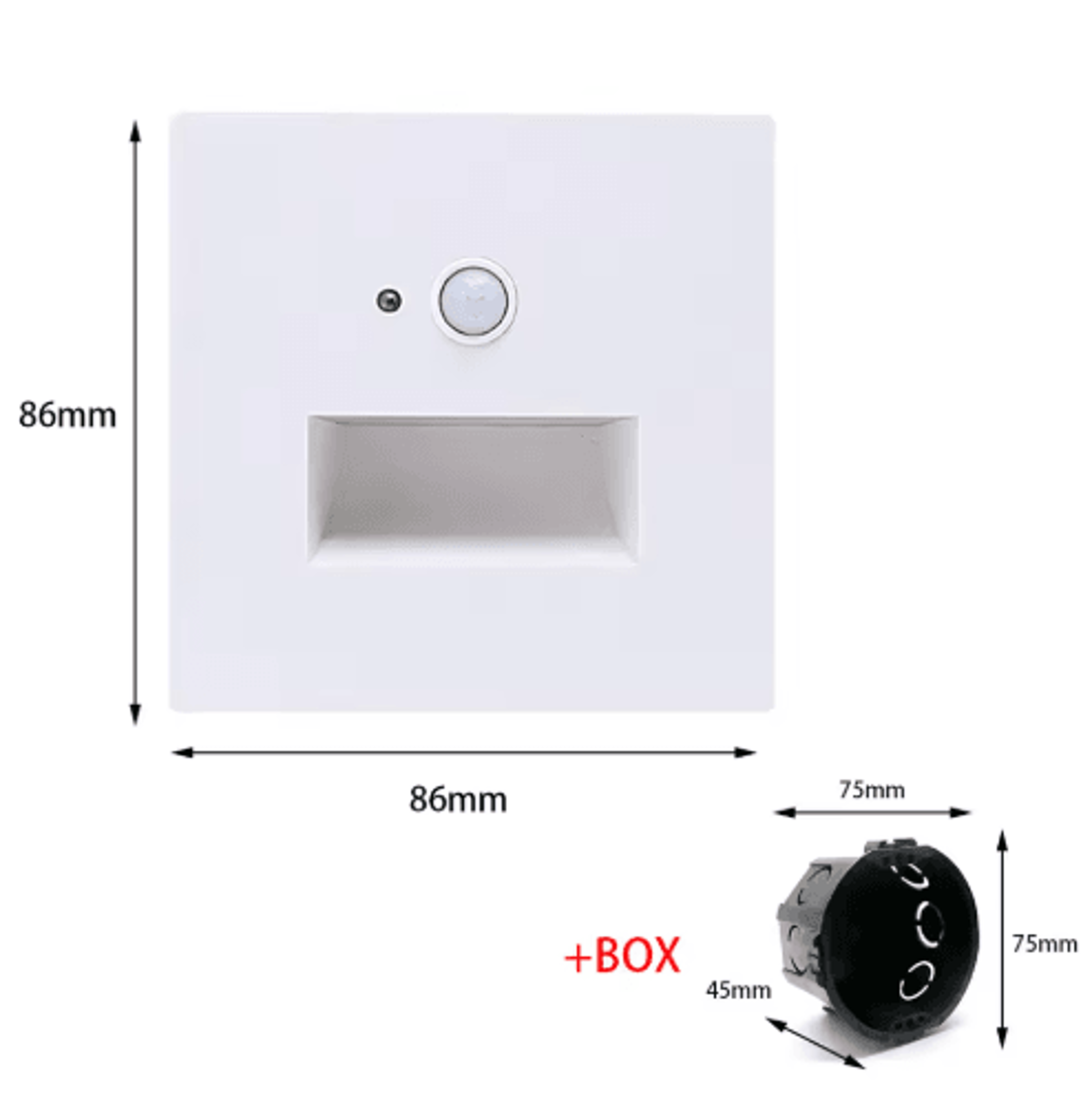 LED Motion Sensor Stair Light  220V Recessed Wall Lamp For EU Round Box 6