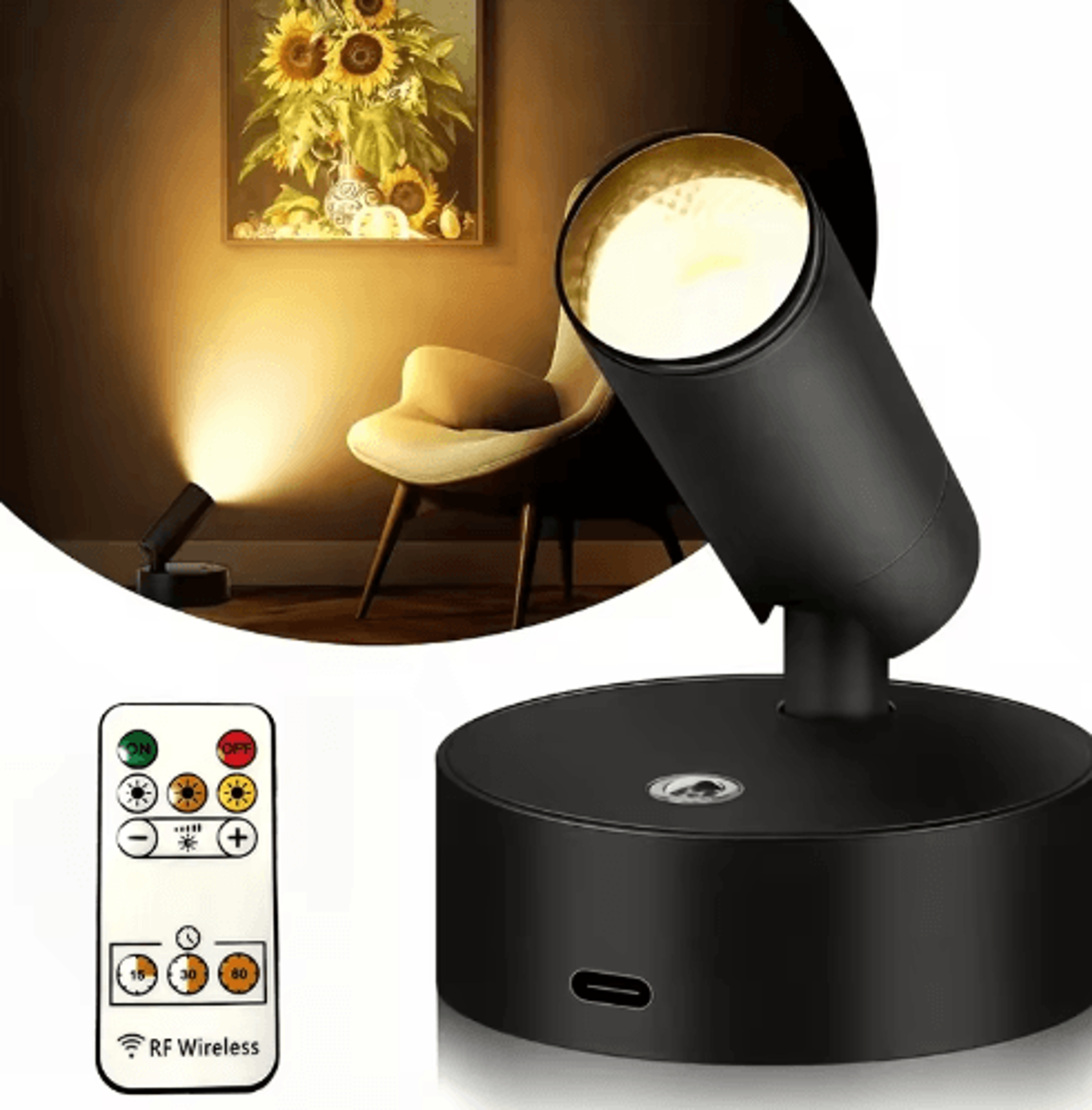 rechargeable magnetic led night light – 60° rotating dimmable touch lamp