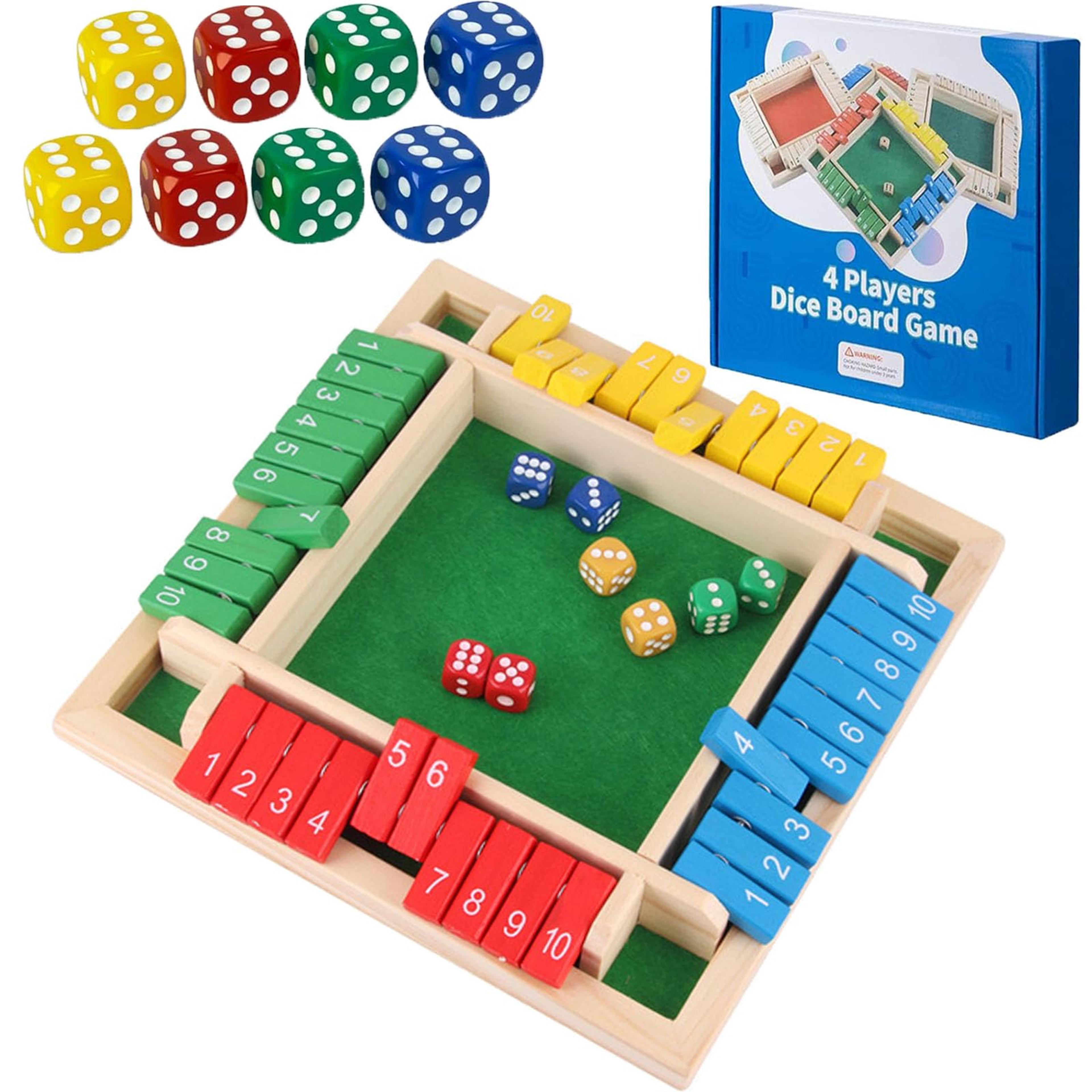 wooden shut the box board game for 4 players – family dice math game