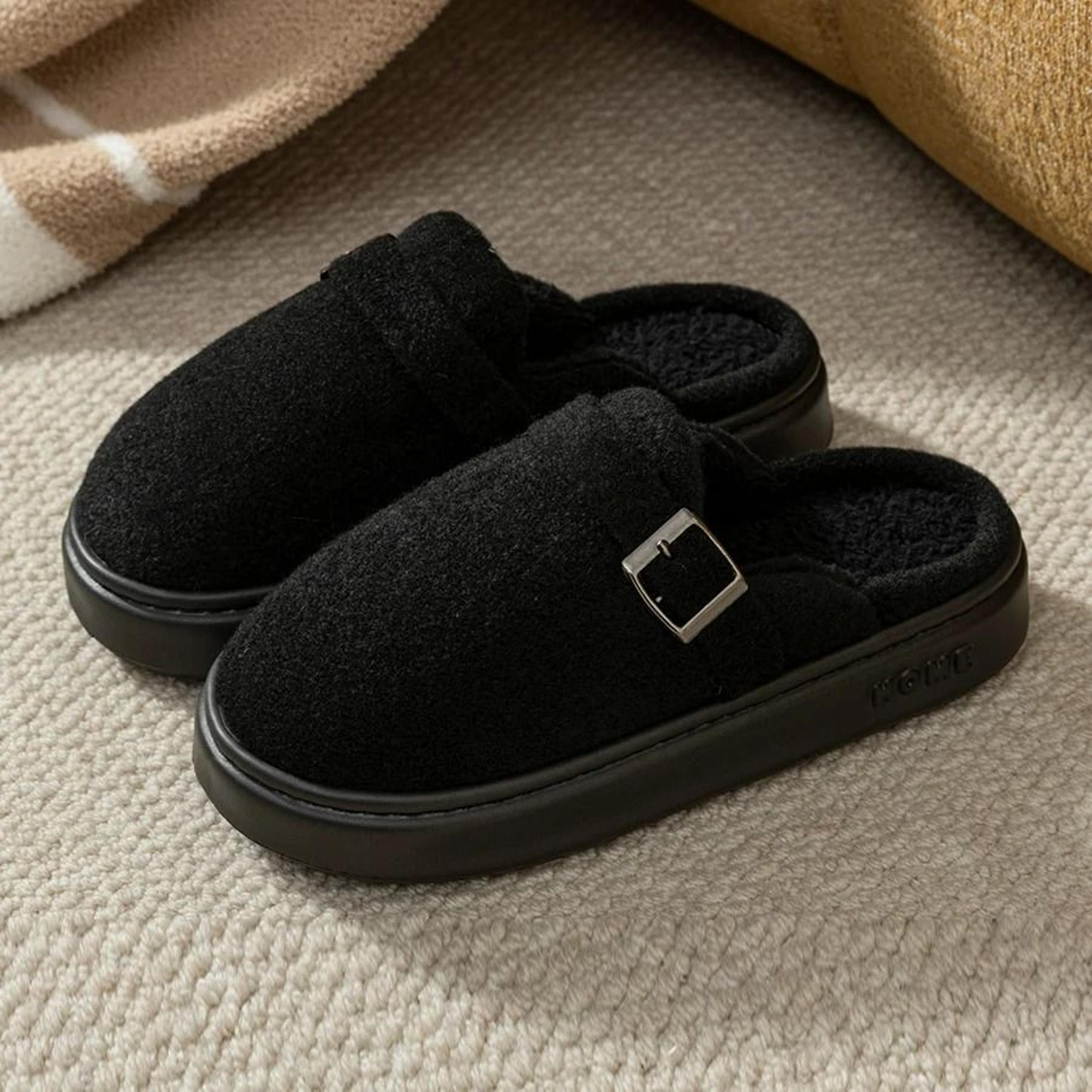 winter warm indoor outdoor slippers for women soft sole non slip home shoes