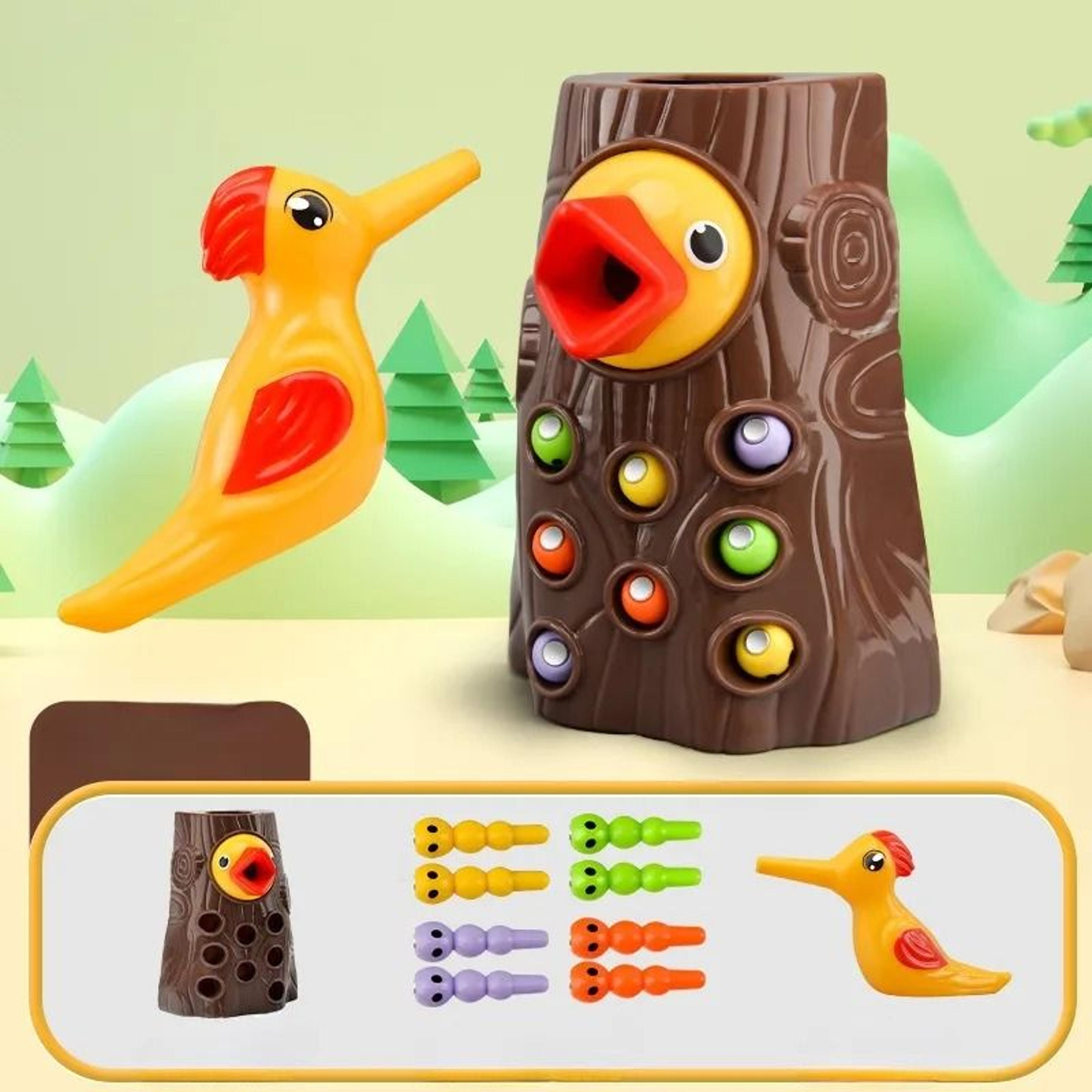 montessori woodpecker feeding game magnetic toy