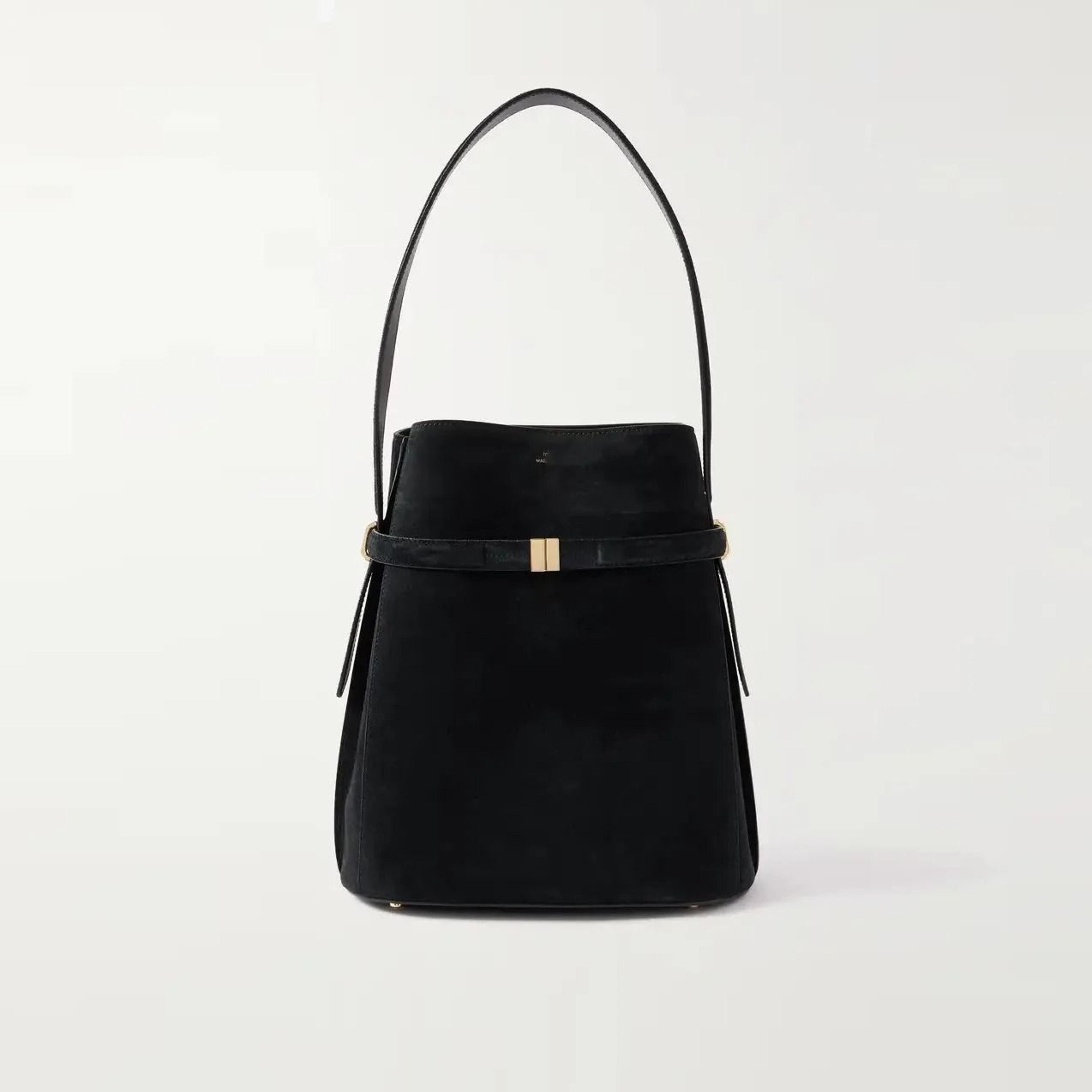 scandinavian genuine leather bucket shoulder tote bag for women