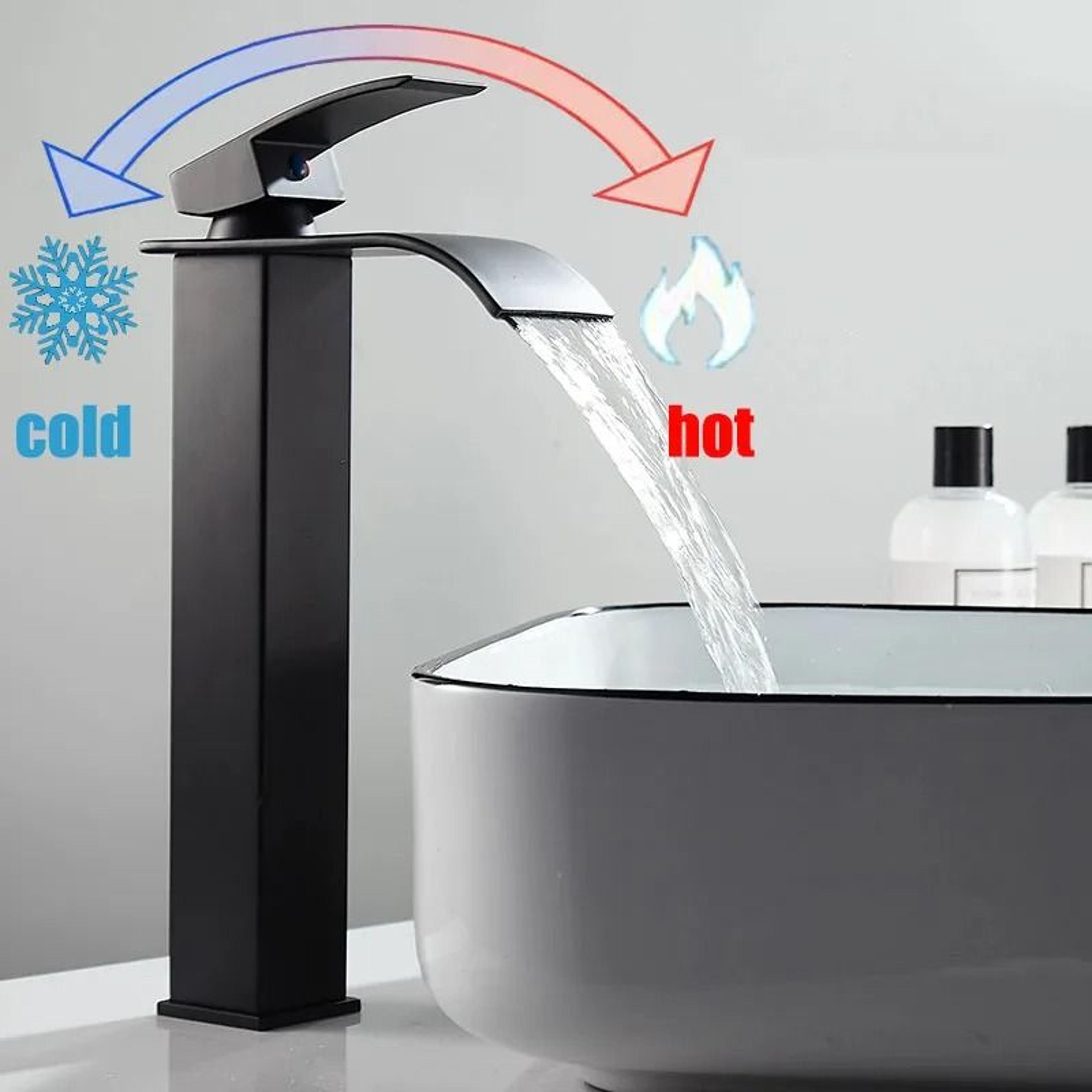 modern waterfall bathroom sink faucet dual control hot and cold mixer tap