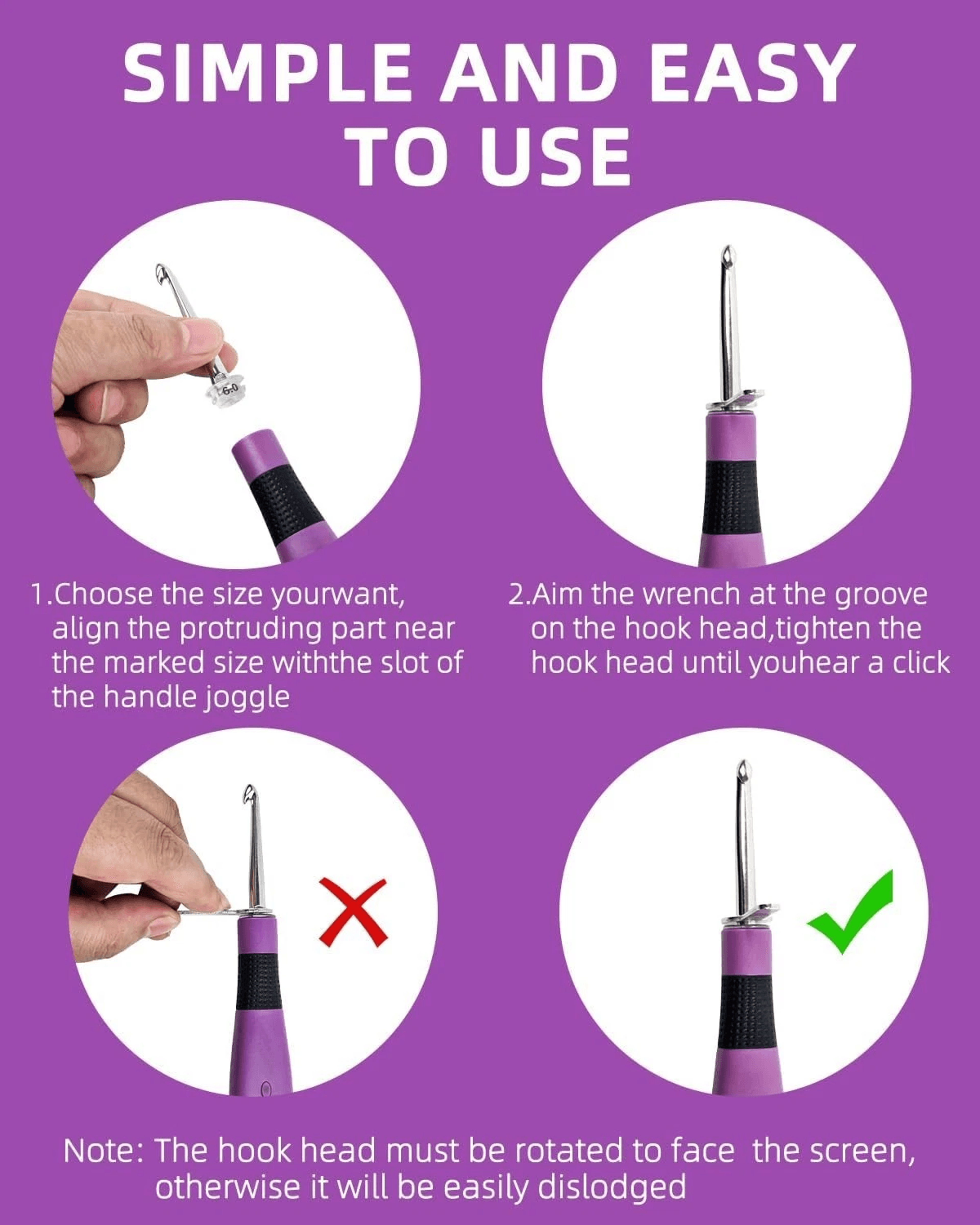 Ergonomic crochet needles with antislip grip
