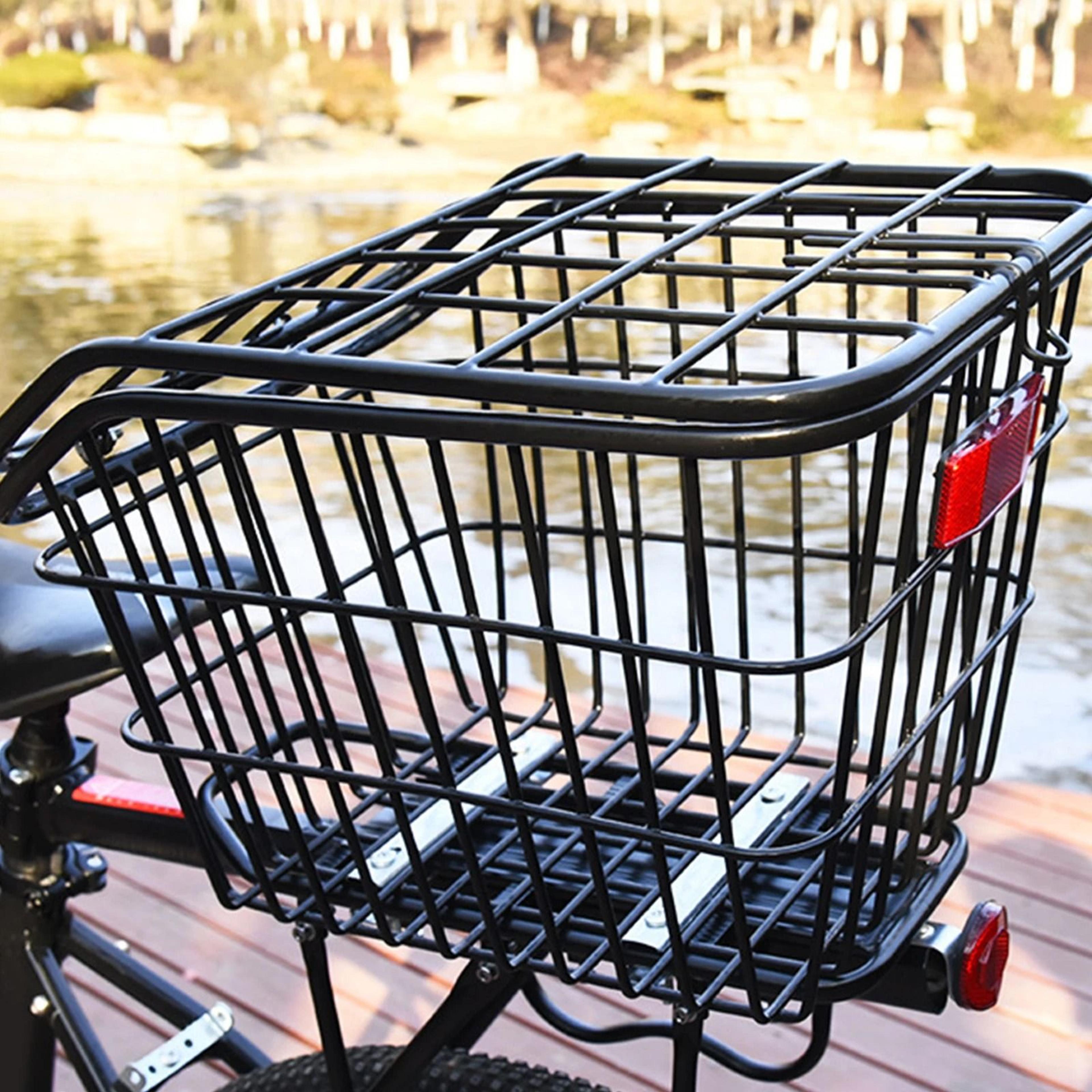 Large Bike Rear Basket With Lid Metal Pannier For Electric And City Bikes 9