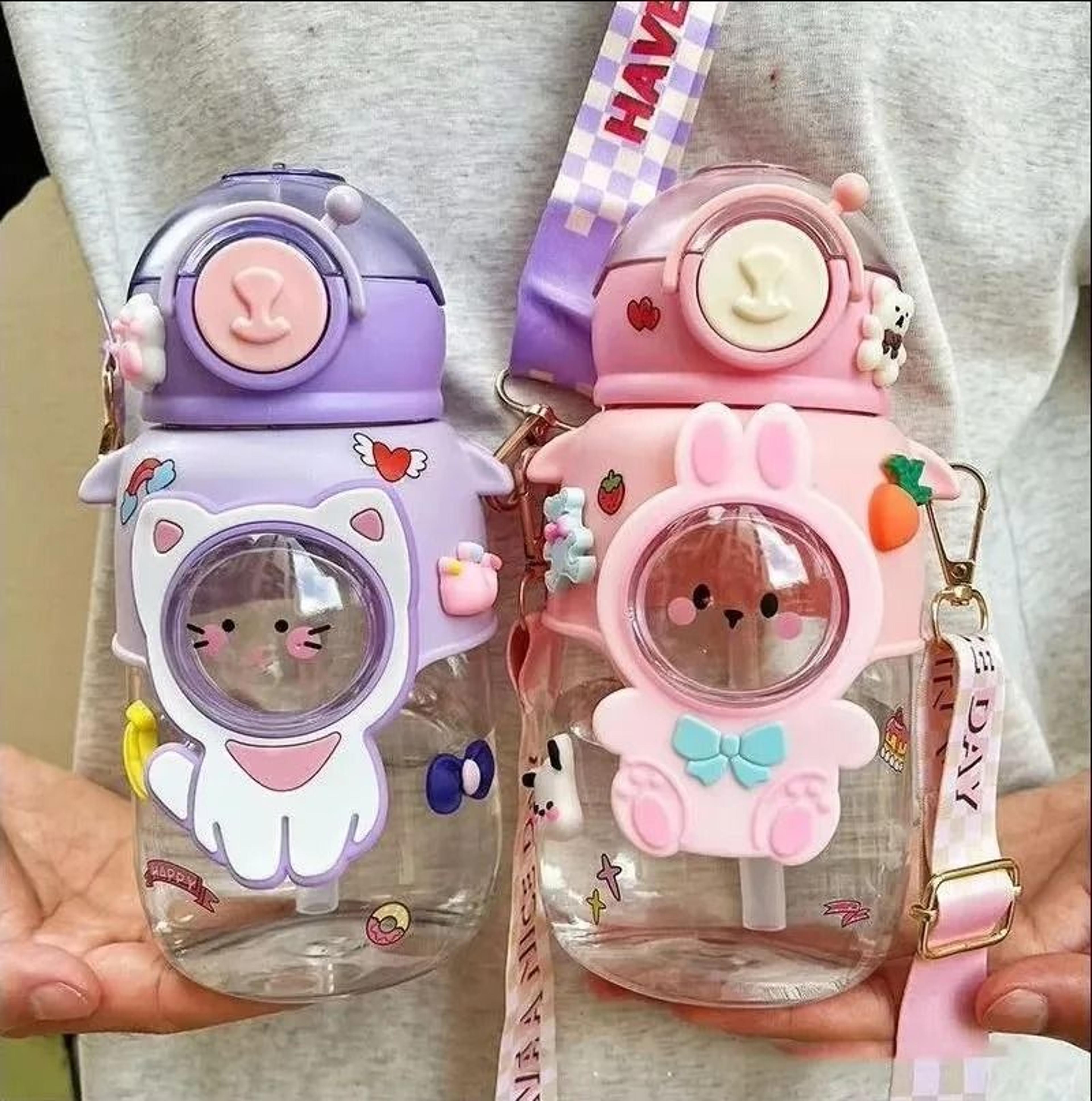 kids water bottle with straw bpa free leakproof cartoon tumbler 720ml
