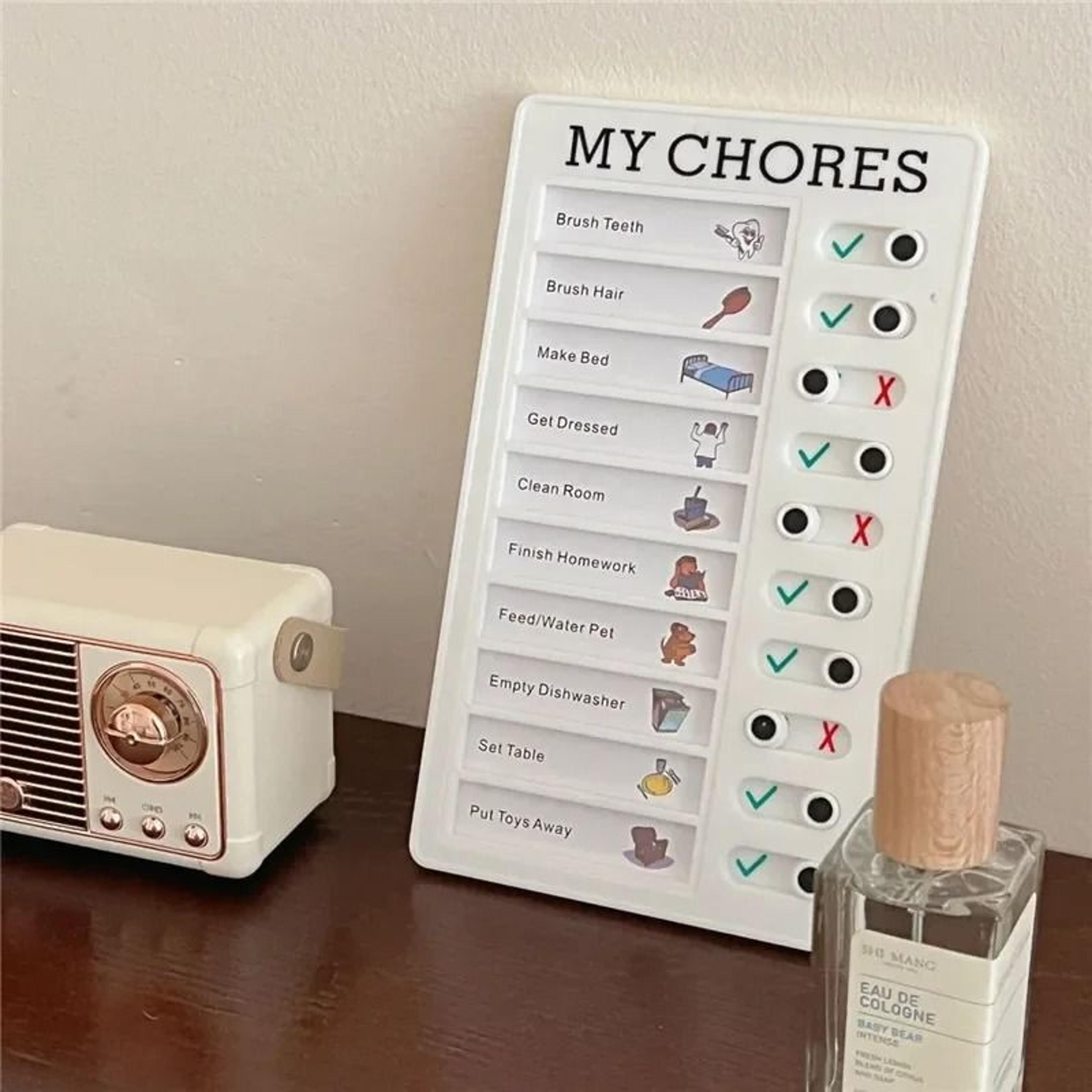 Reusable Kids Chore Chart Daily Planner Responsibility Checklist Board 15