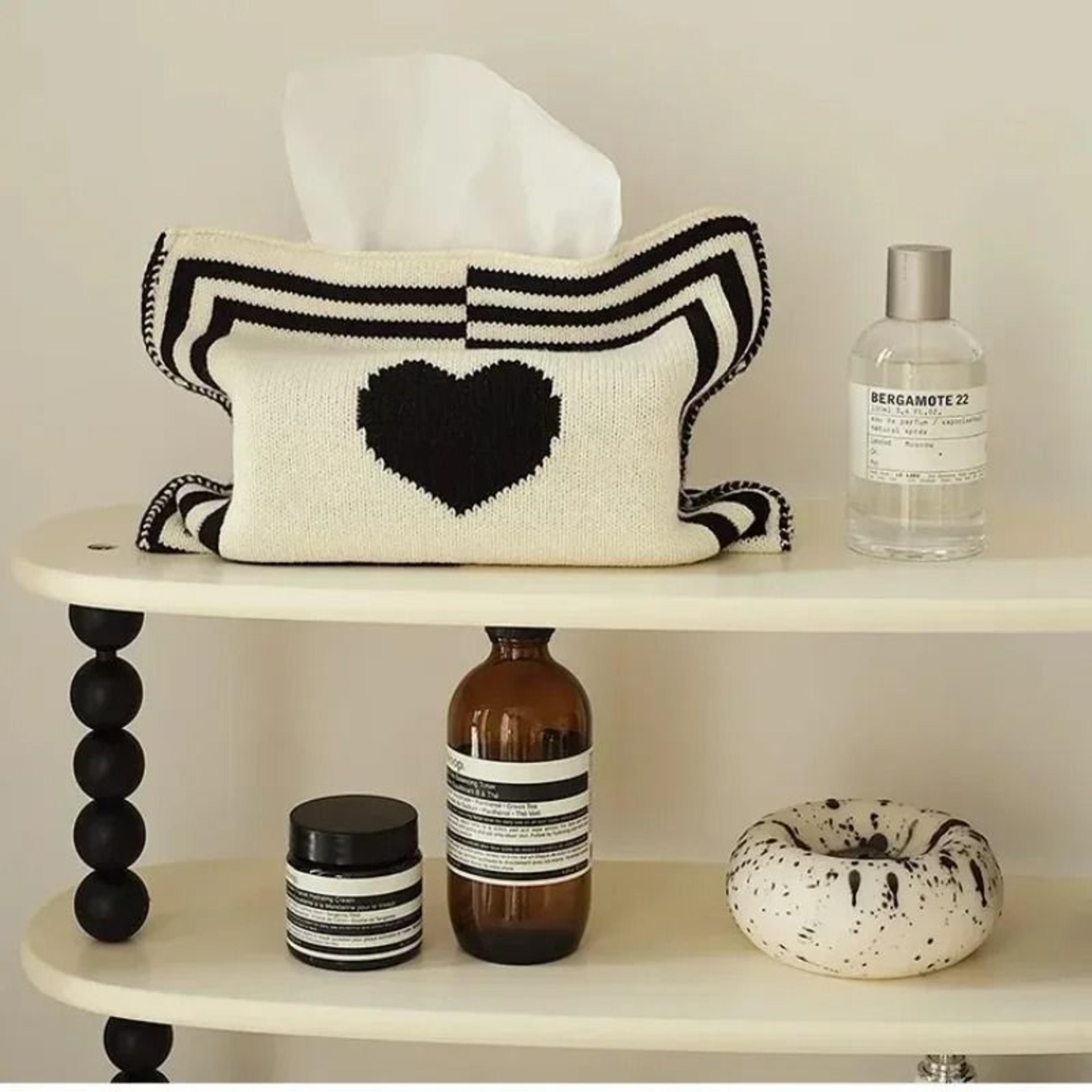 nordic heart knitted tissue box cover decorative fabric tissue holder