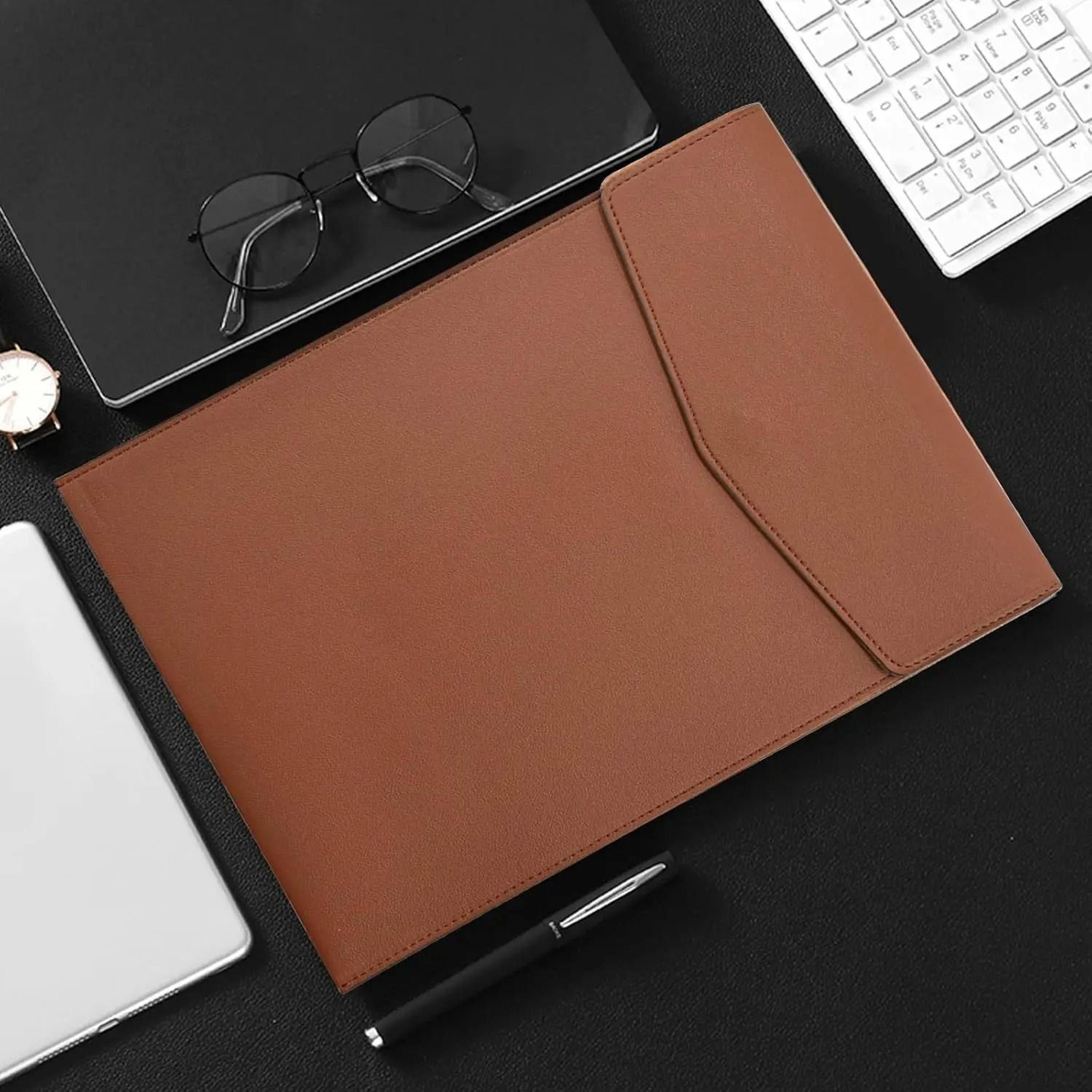 a4 leather file folder large capacity document organizer briefcase