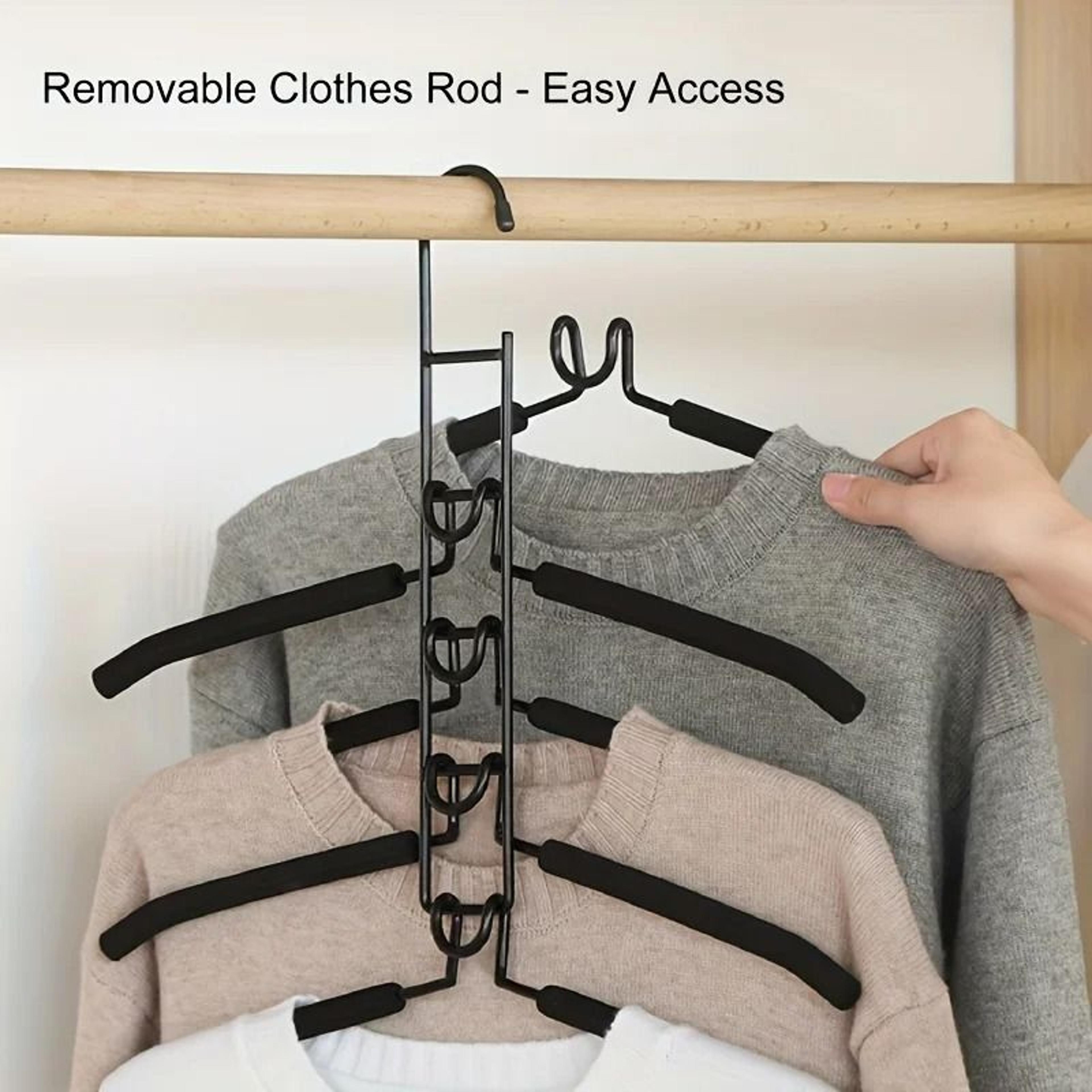 5 layer space saving clothes hanger detachable multi tier closet organizer