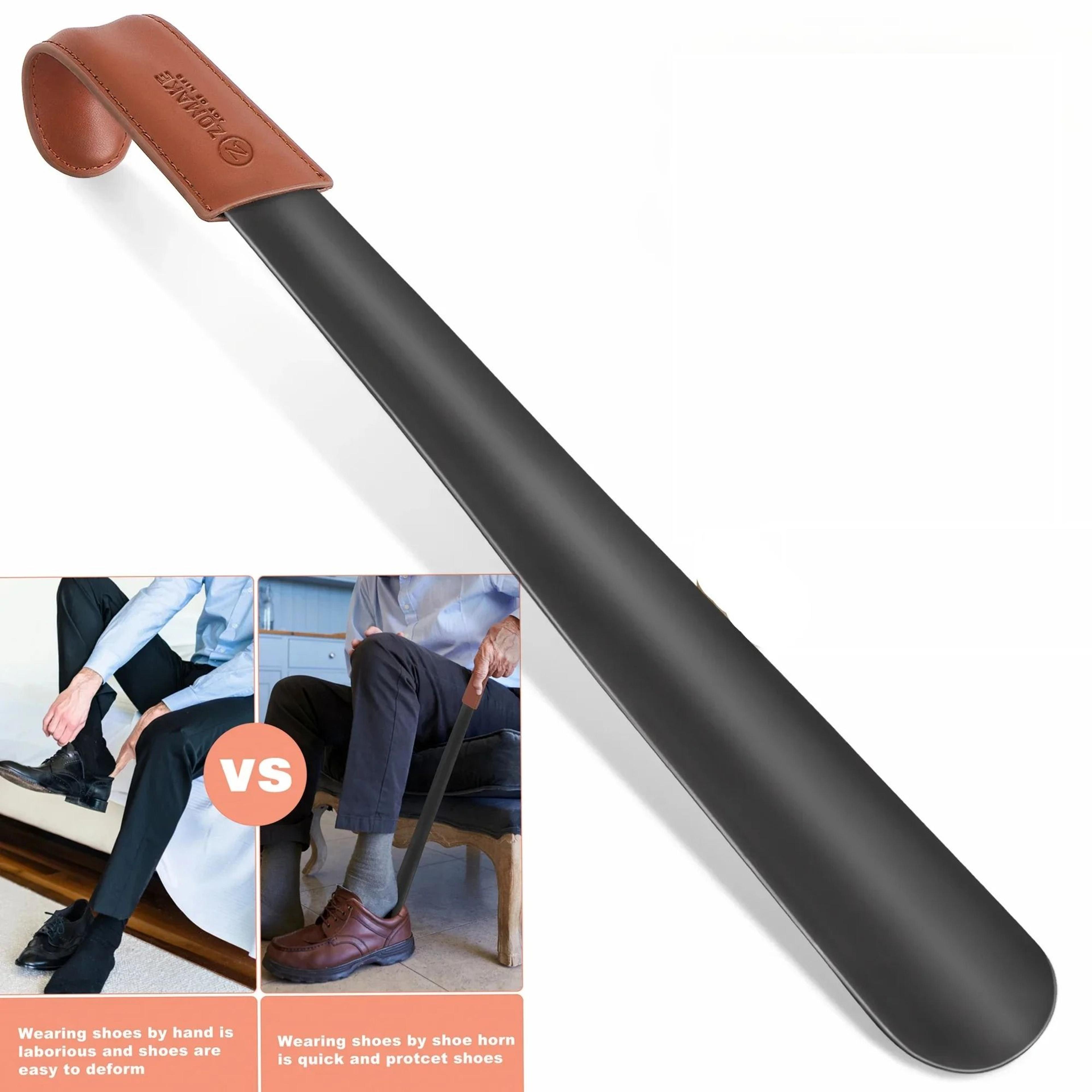 Extra Long Stainless Steel Shoe Horn 42cm Long Handled Shoe Lifter With Strap 7