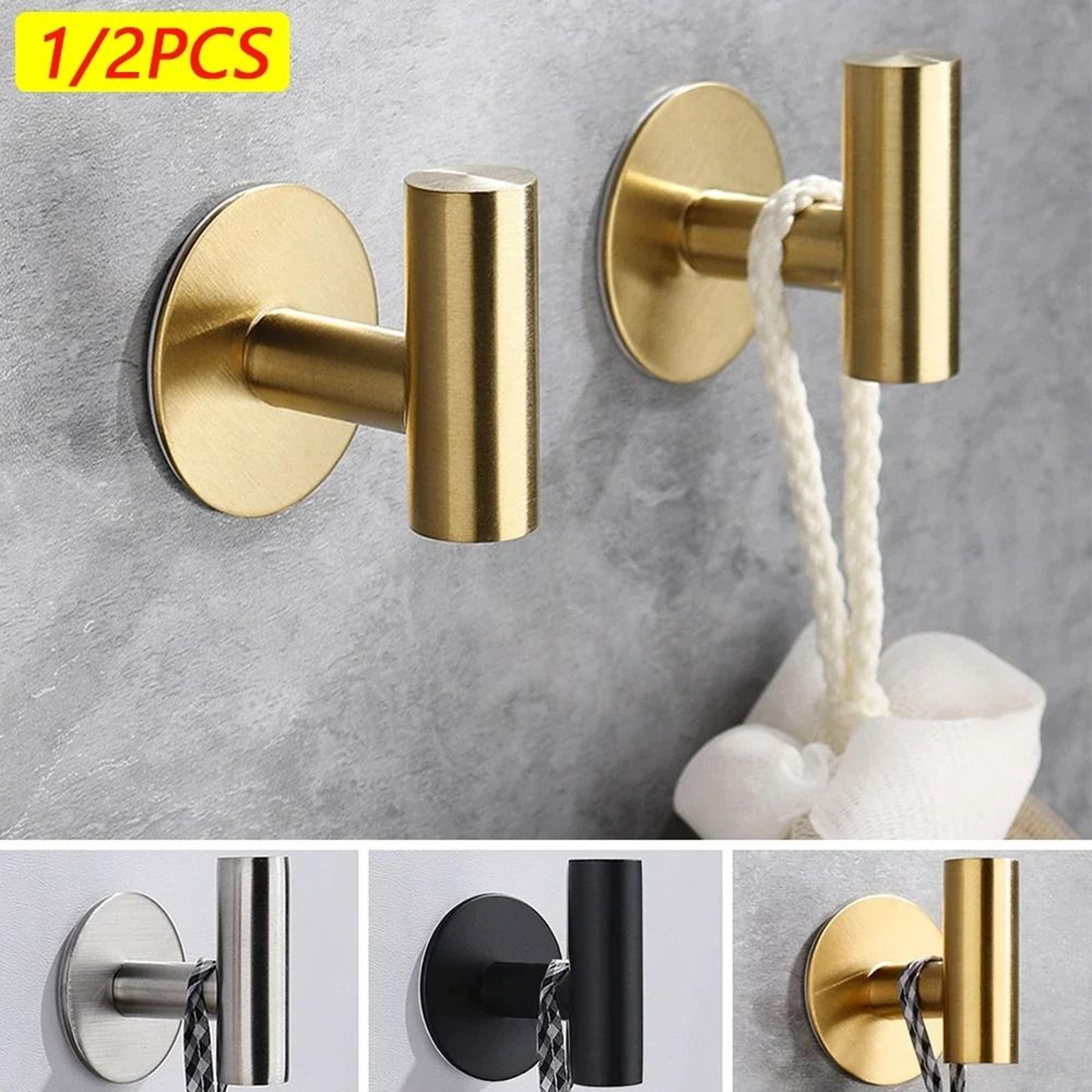 stainless steel adhesive wall hooks set of 2 no drill bathroom and kitchen hooks
