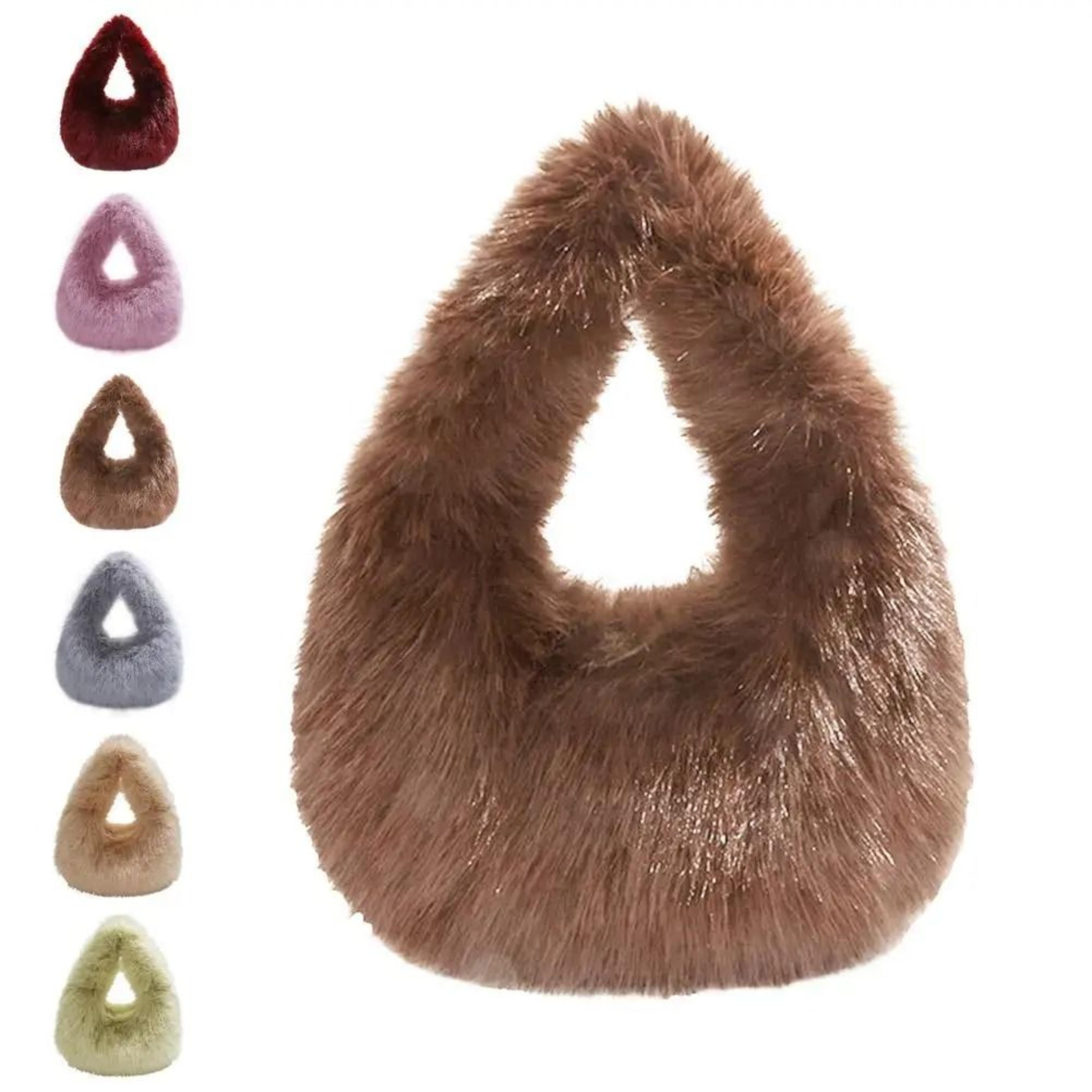 soft plush winter tote bag small elegant plush handbag for women