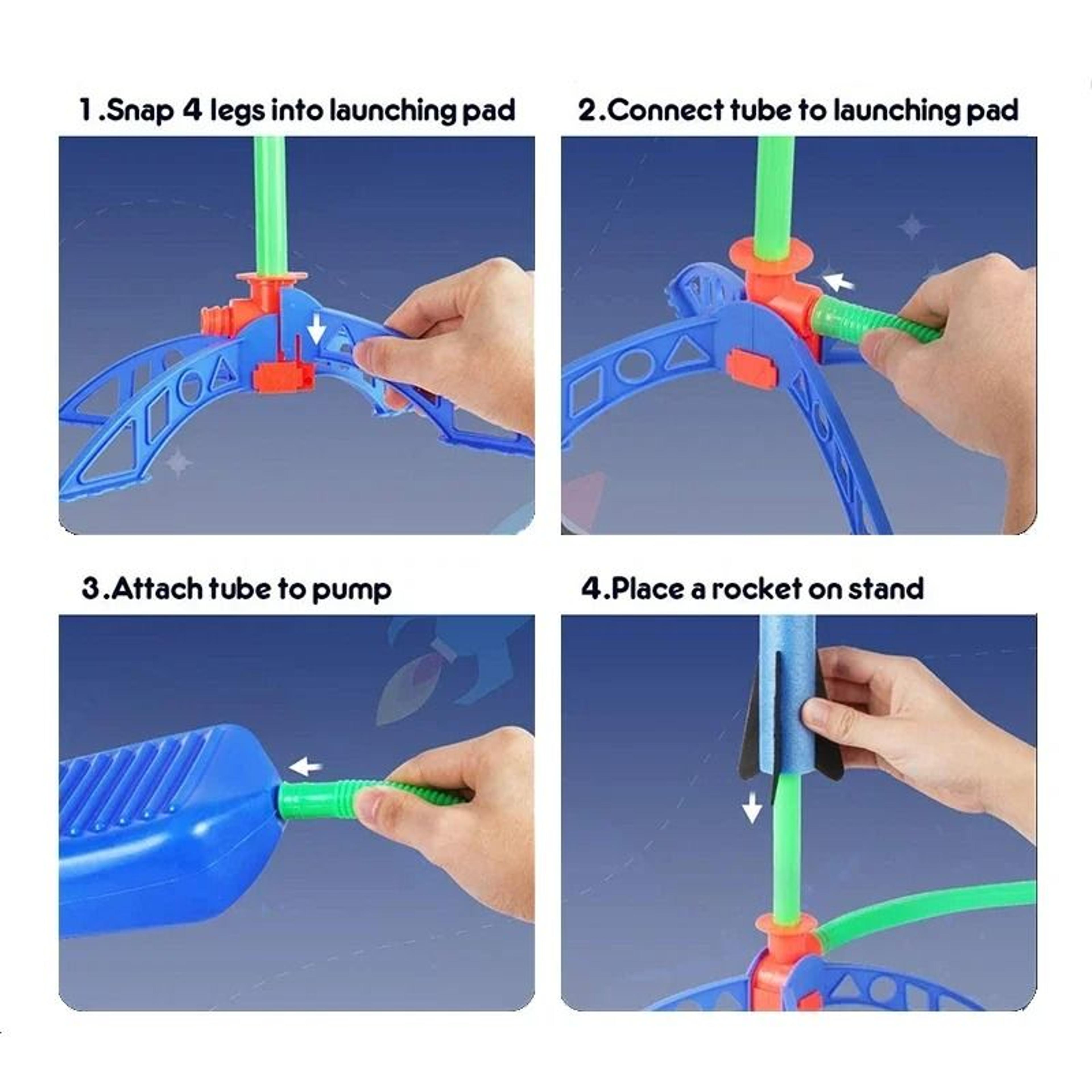 Kids Air Powered Rocket Launcher Outdoor Foot Pump STEM Toy 6