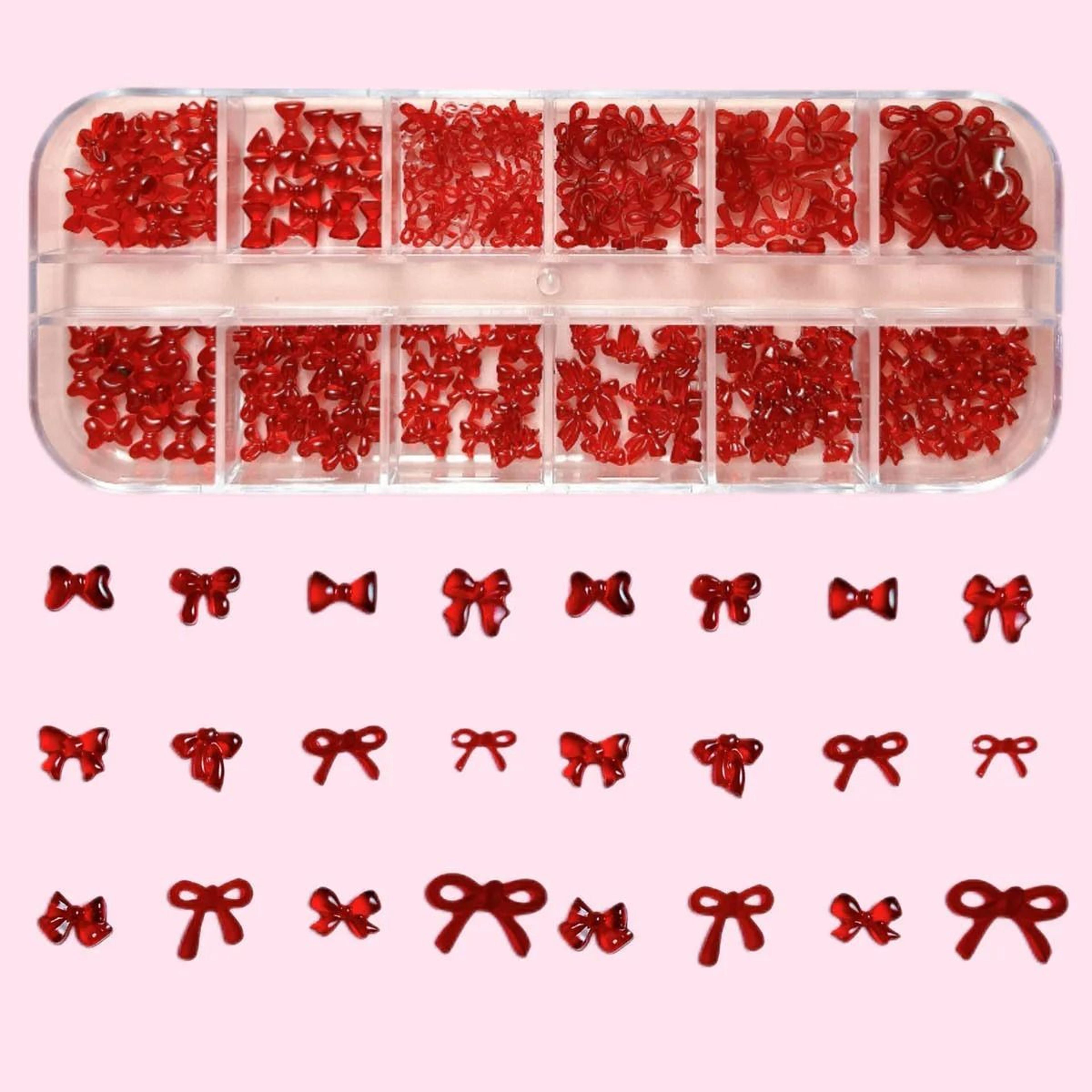 French Style Nail Art Accessories Mini Wine Red Bow DIY Nail Decorations 1