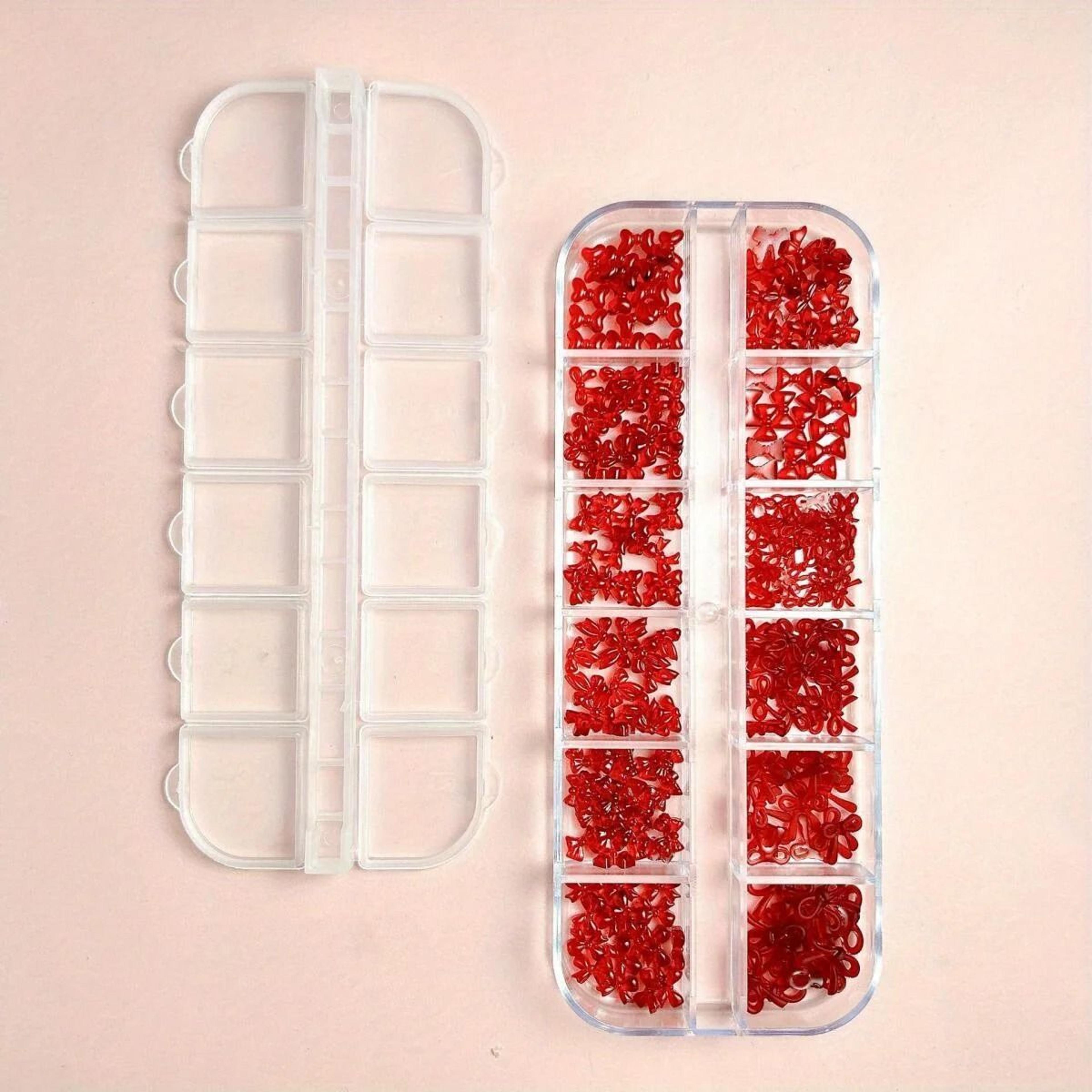 French Style Nail Art Accessories Mini Wine Red Bow DIY Nail Decorations 5