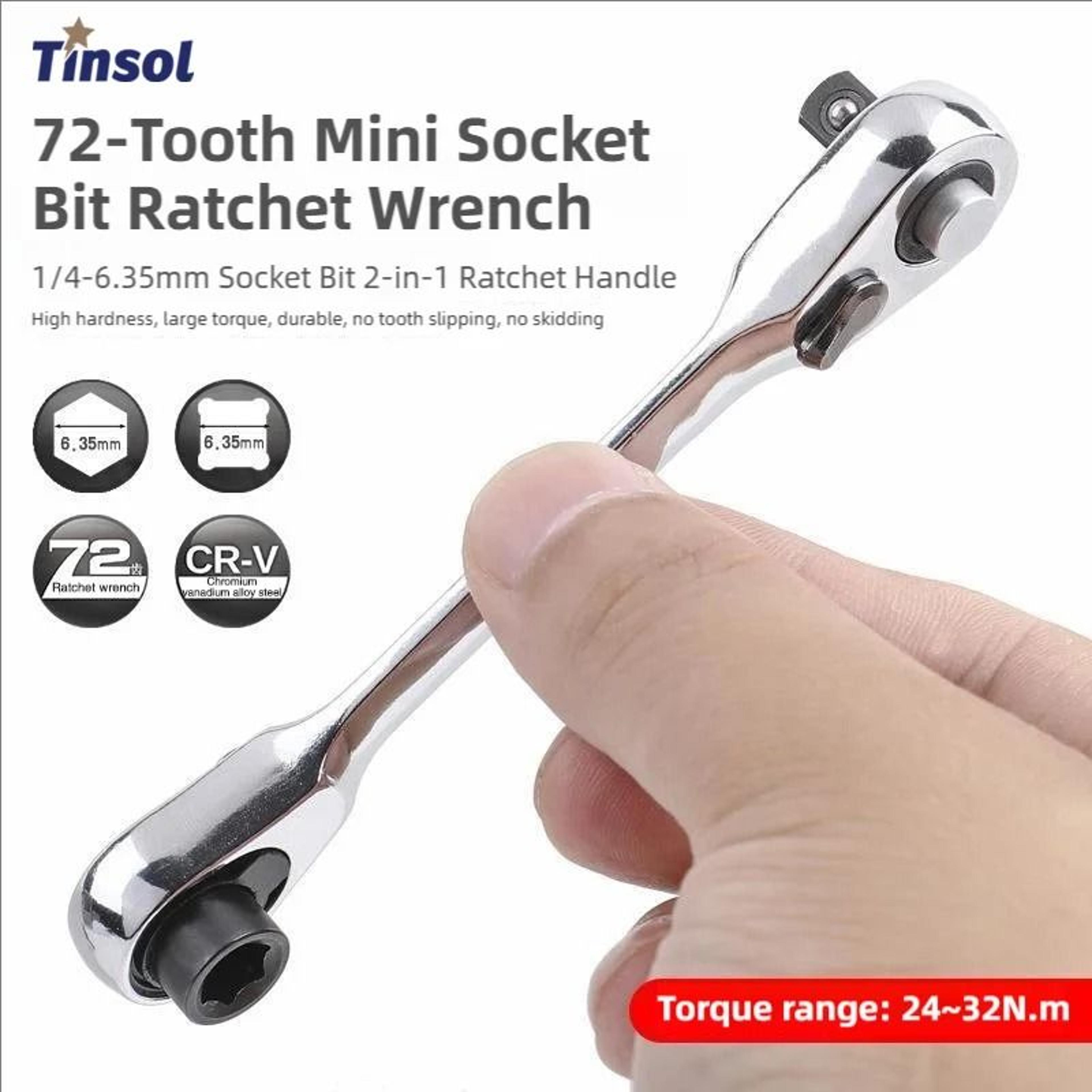 14 Inch Mini Ratchet Wrench 72 Tooth Double End Socket Tool 6