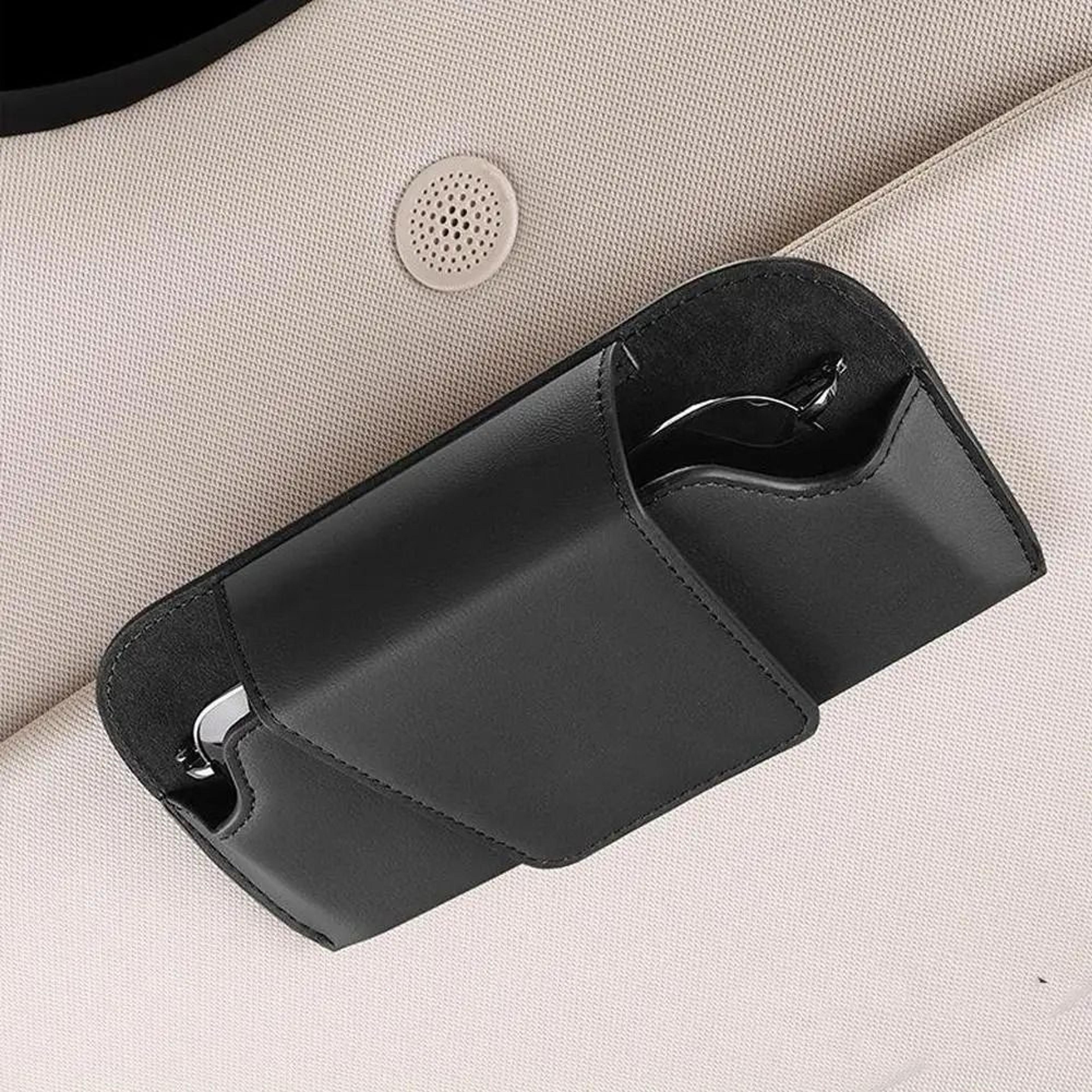 Leather Car Glasses Clip Sun Visor Sunglasses Holder Organizer 7